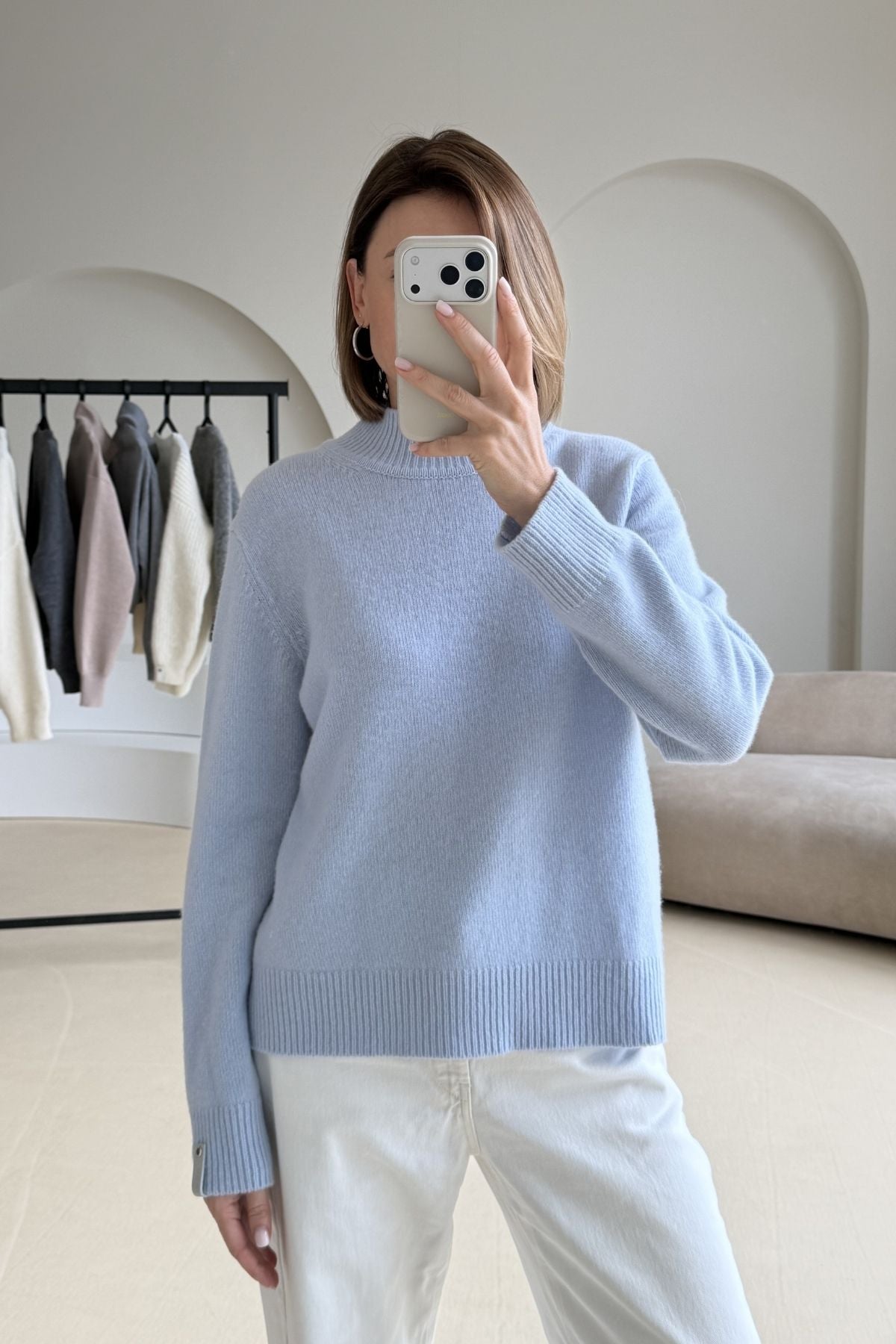 Cashmere baby blue sweater sample