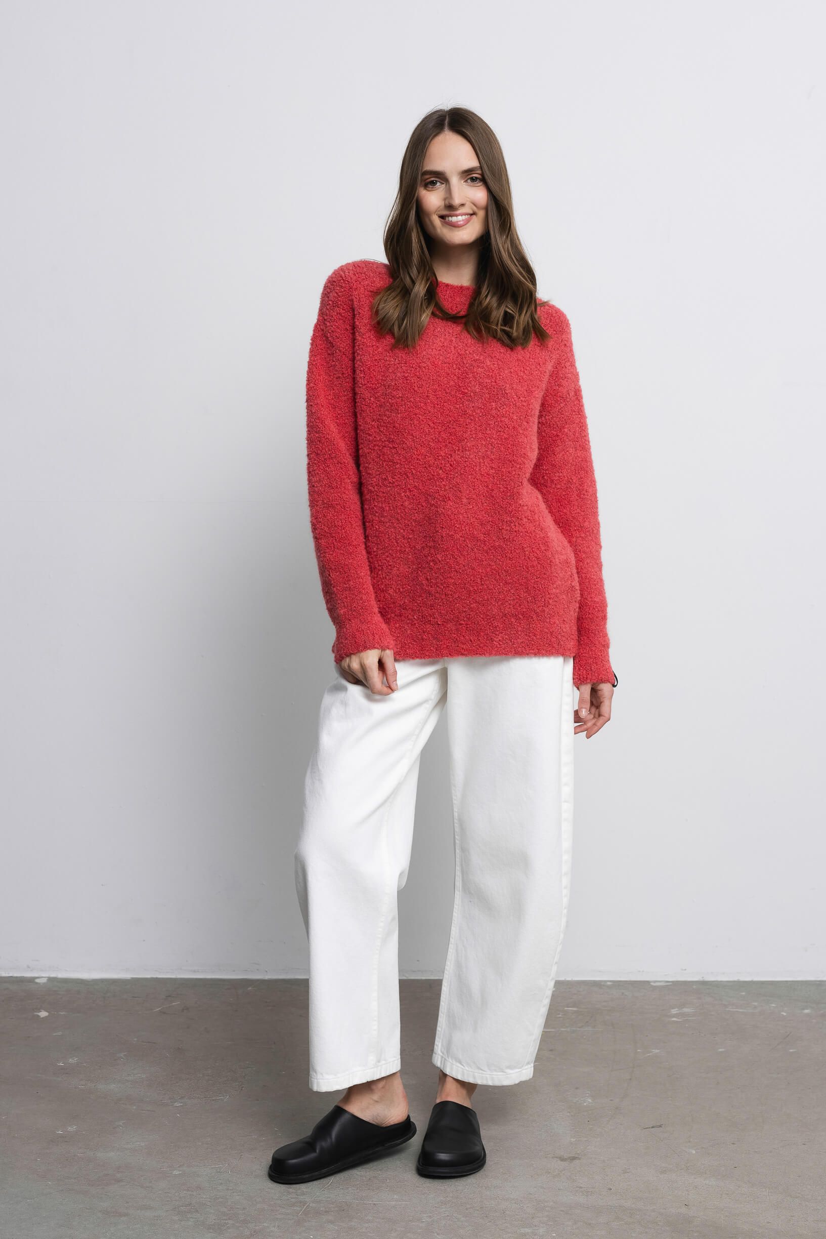 Boucle coral sweater sample