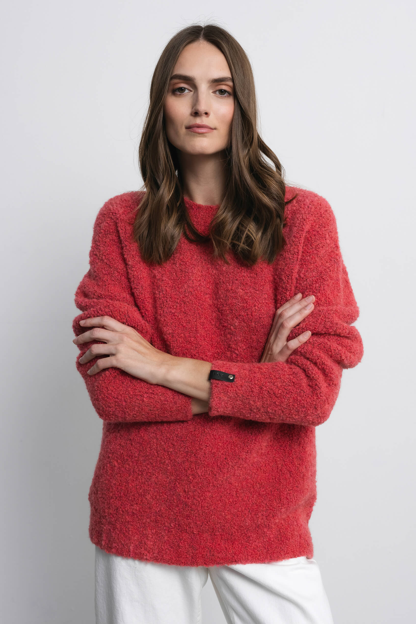 Boucle coral sweater sample
