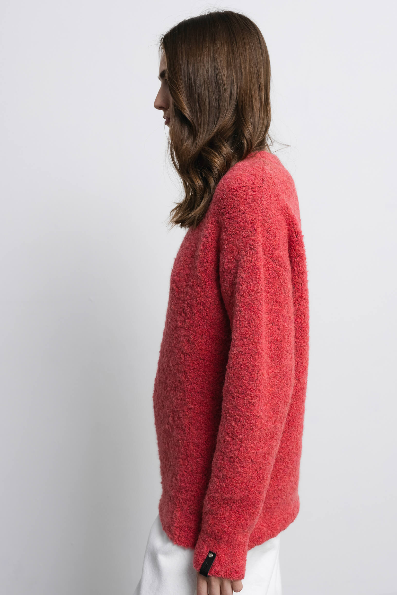 Boucle coral sweater sample