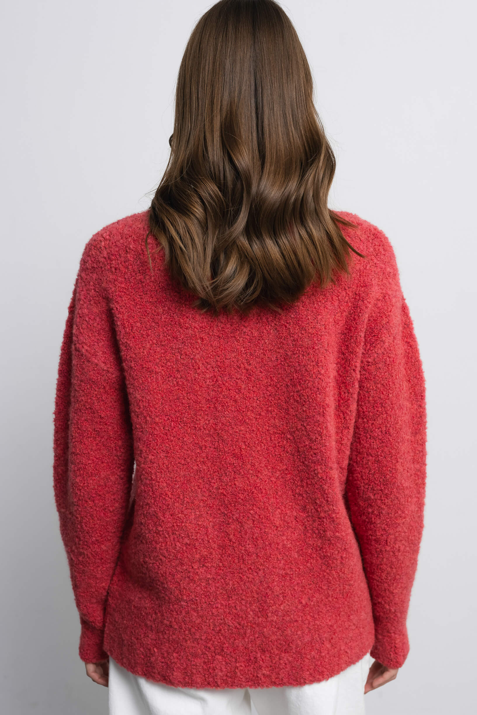 Boucle coral sweater sample