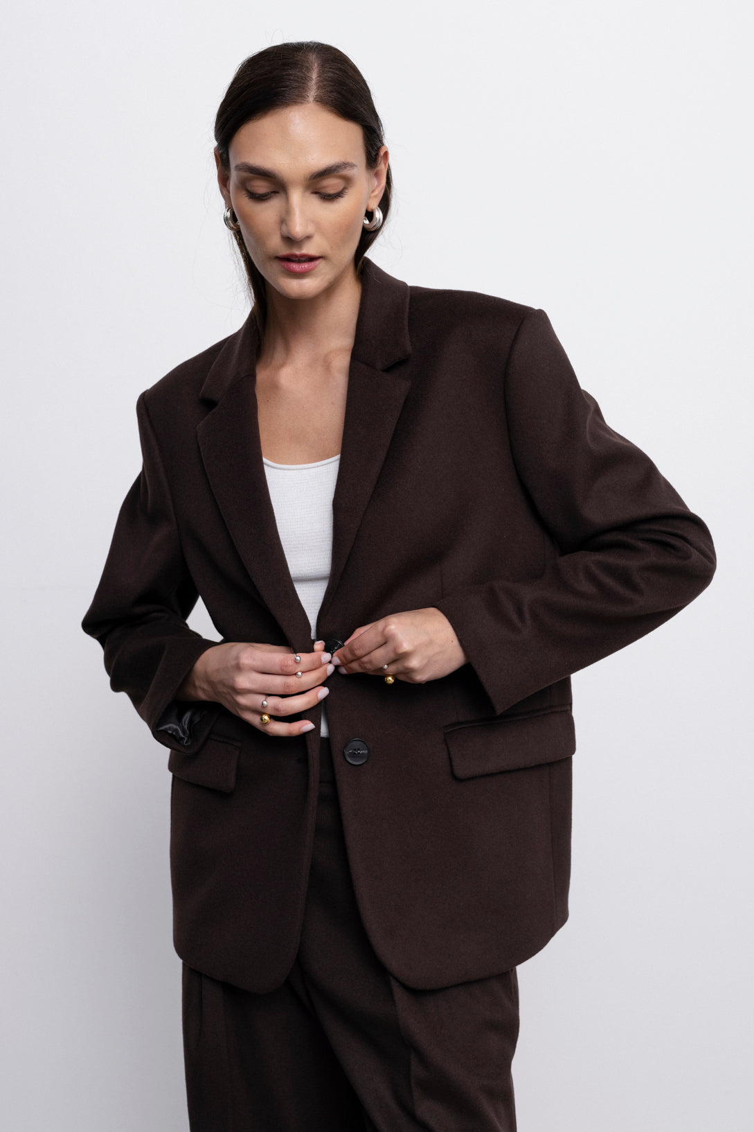 'Celine' brown trousers & blazer suit