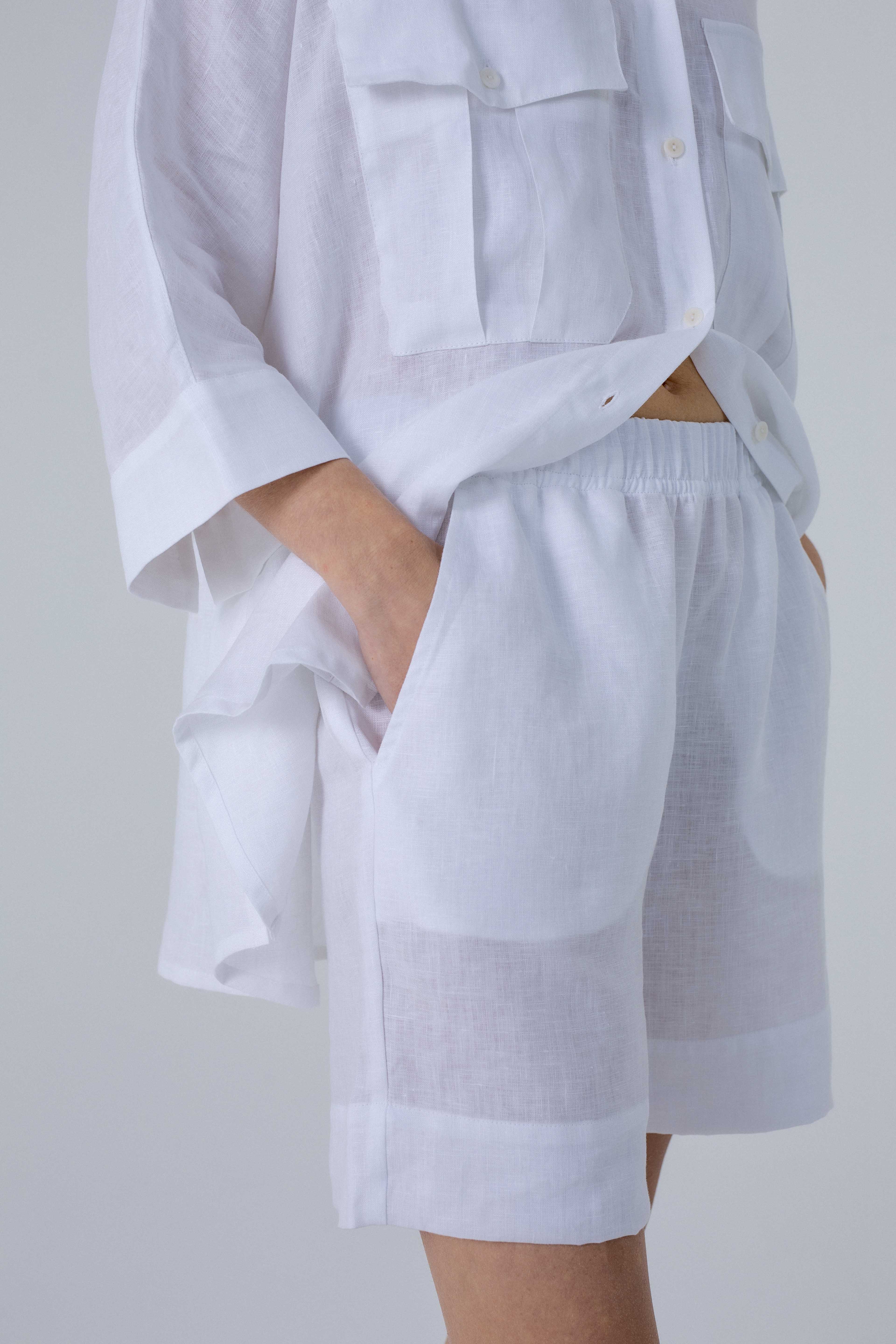 'Dori' white shorts & shirt set