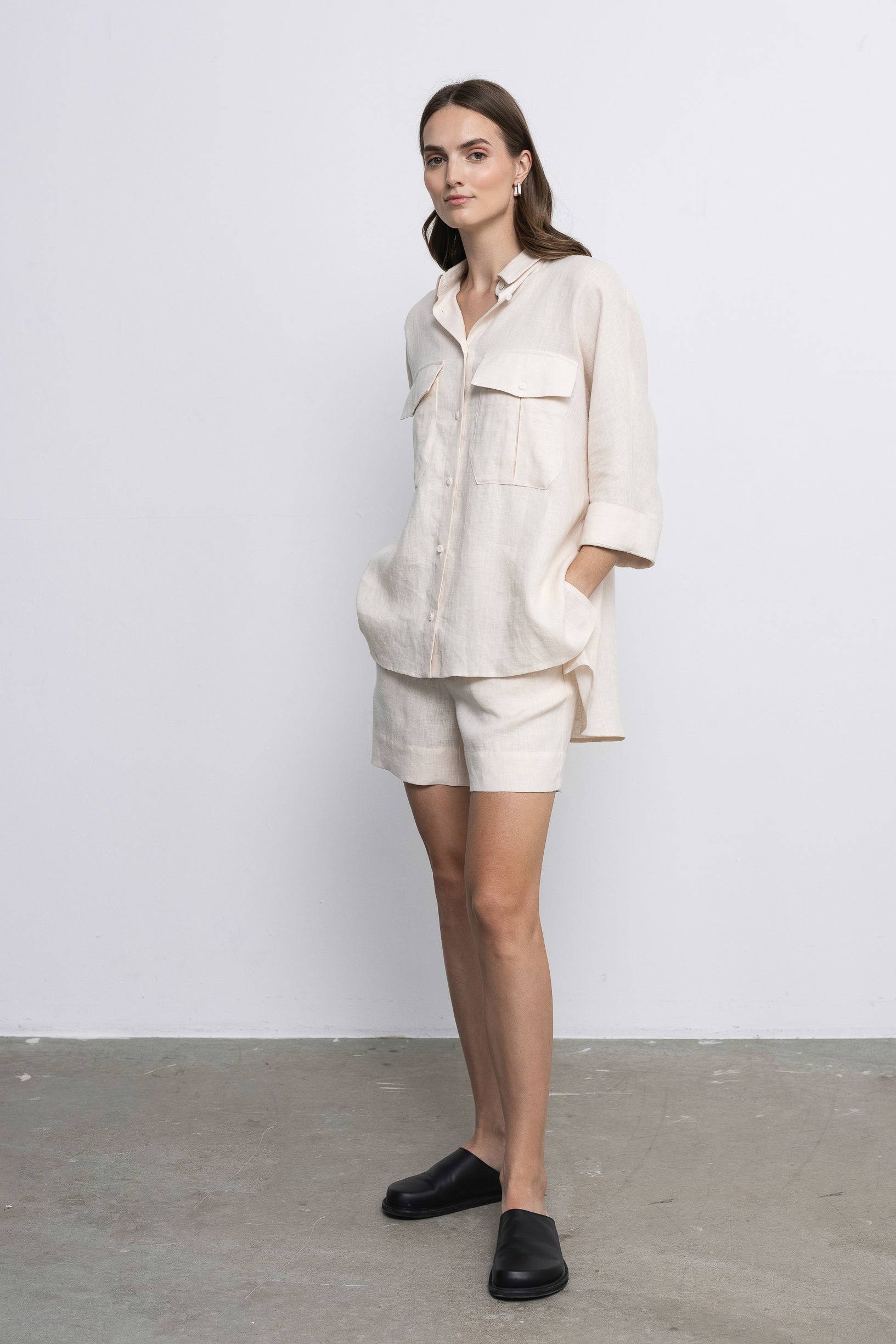 'Dori' champagne shorts & shirt set