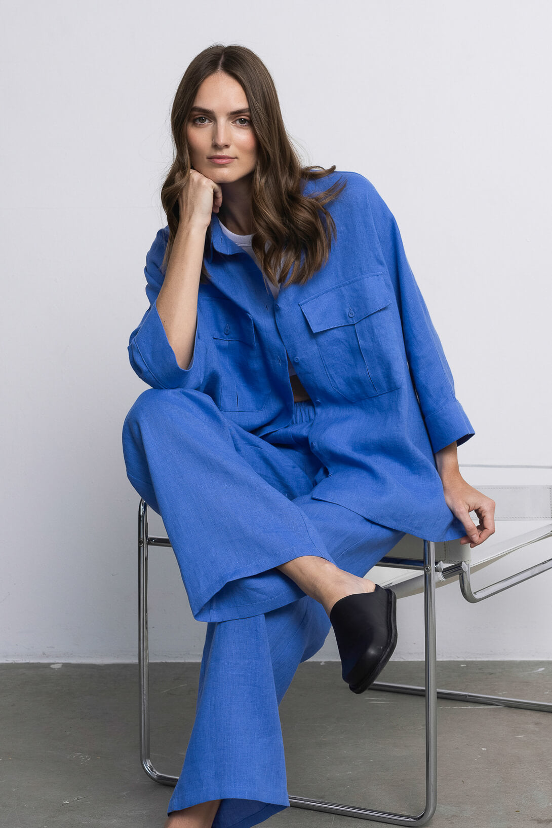 'Dori' blue trousers & shirt set