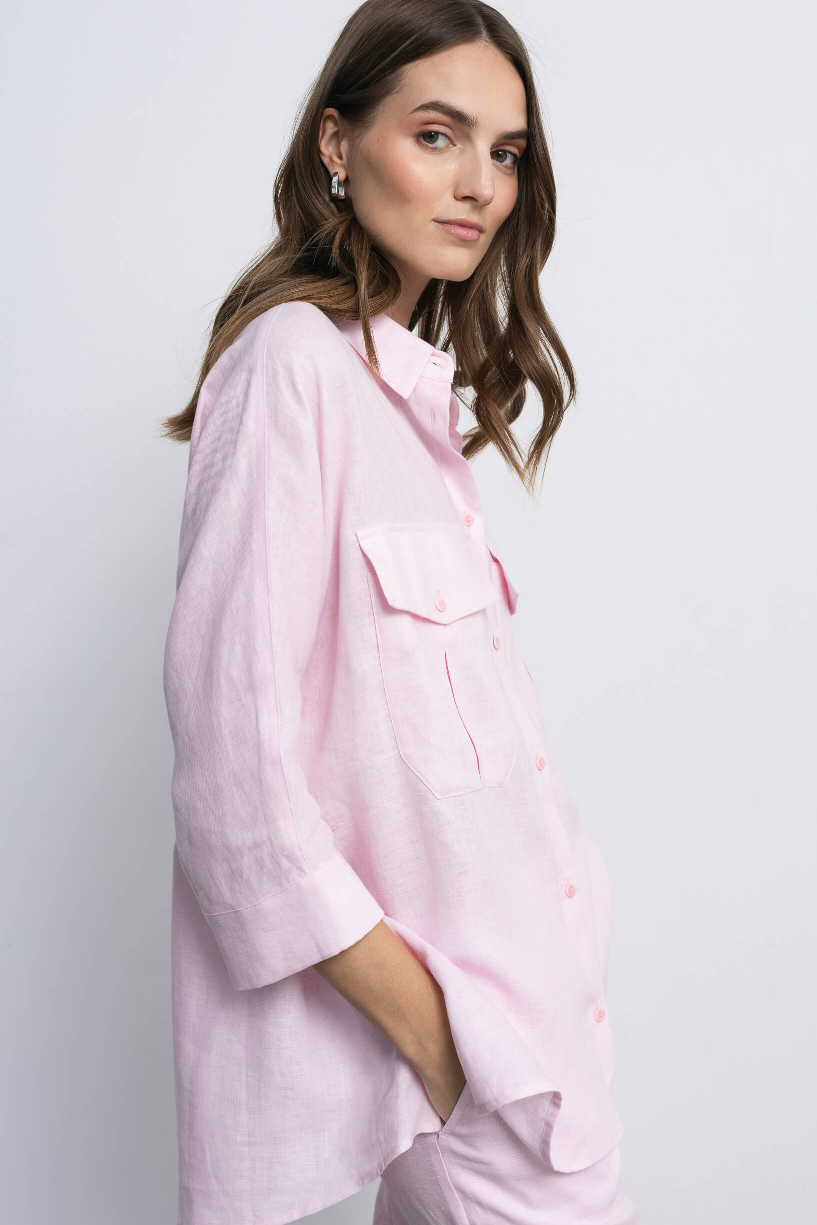 'Dori' baby pink trousers & shirt set