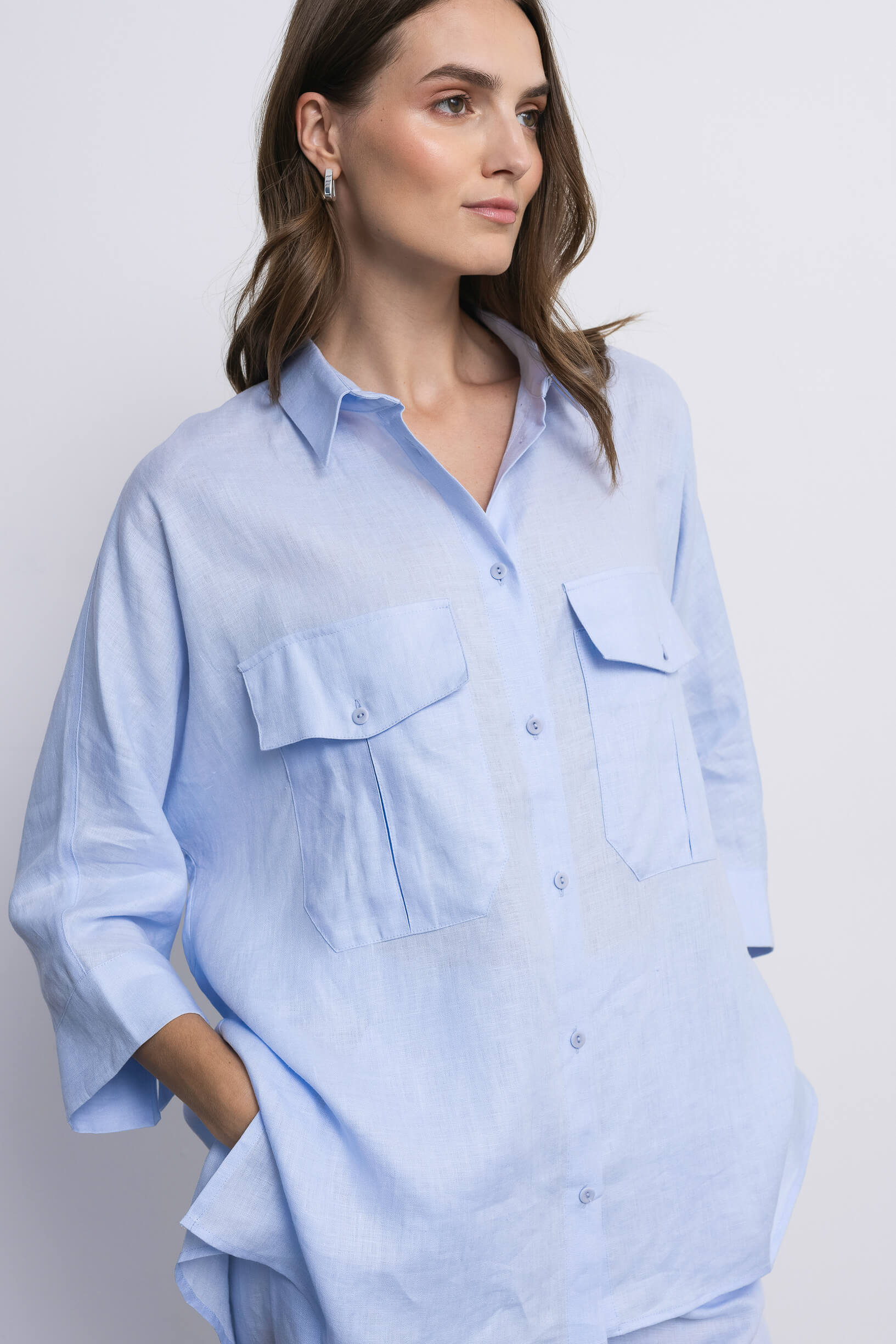 'Dori' light blue trousers & shirt set