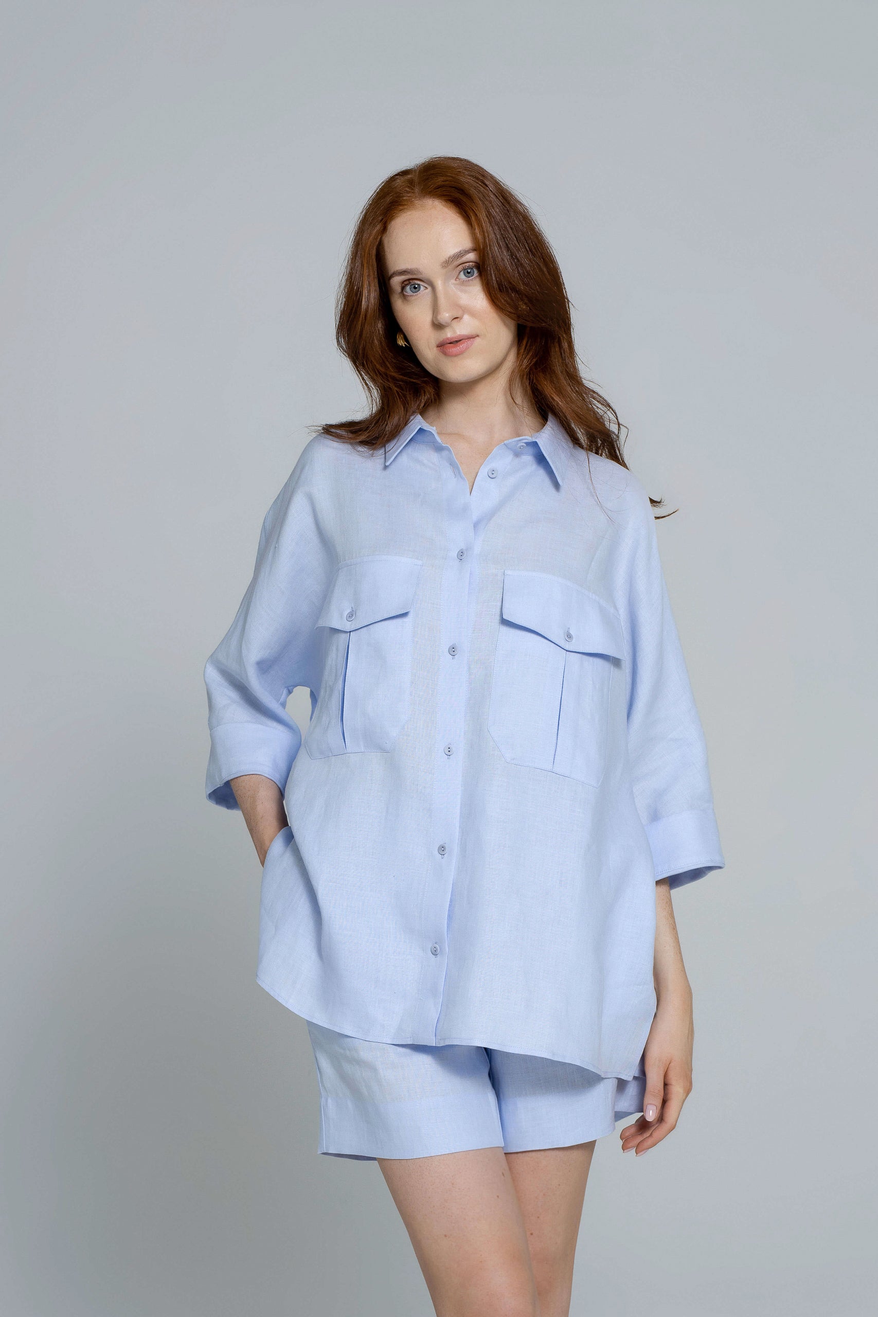 'Dori' light blue shorts & shirt set