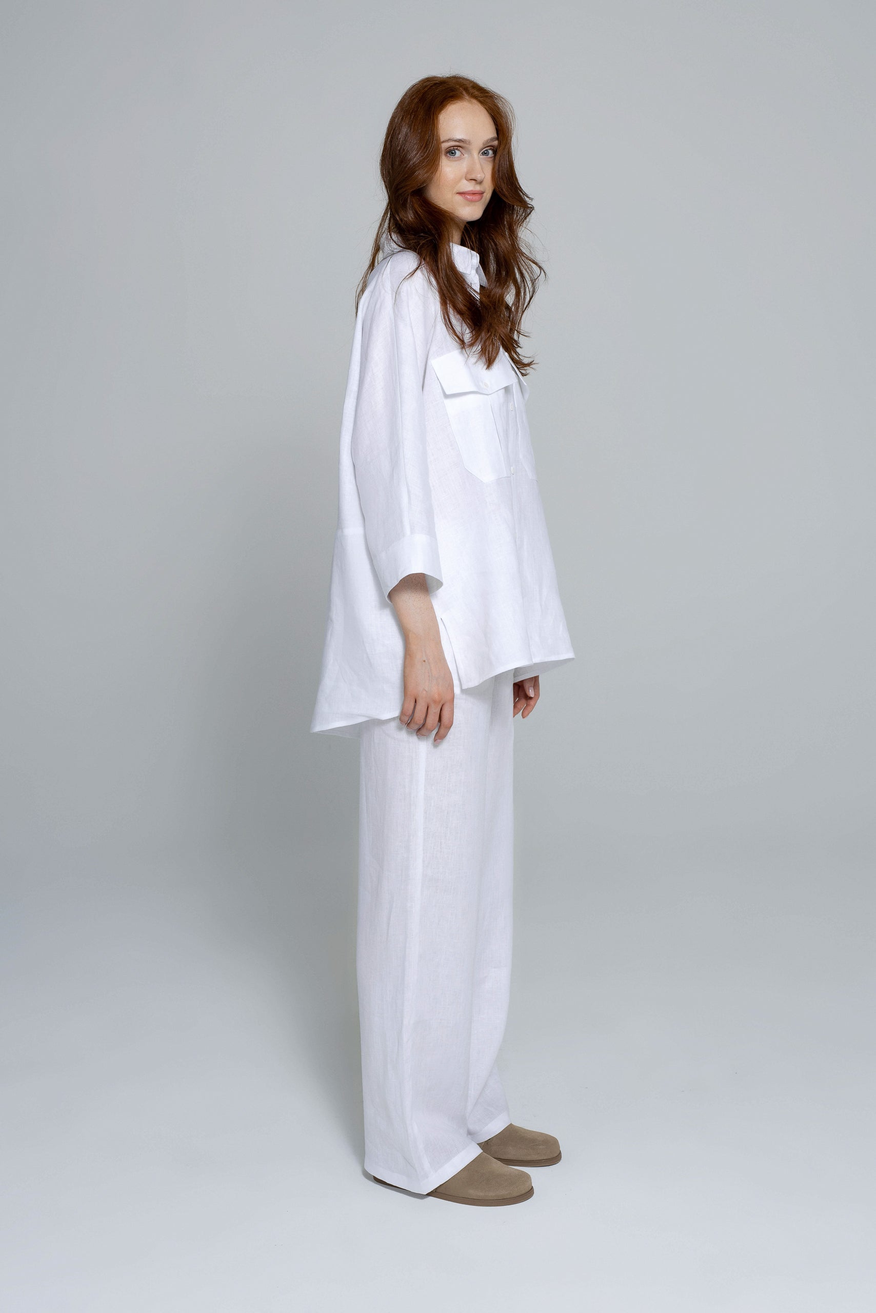 'Dori' white trousers & shirt set