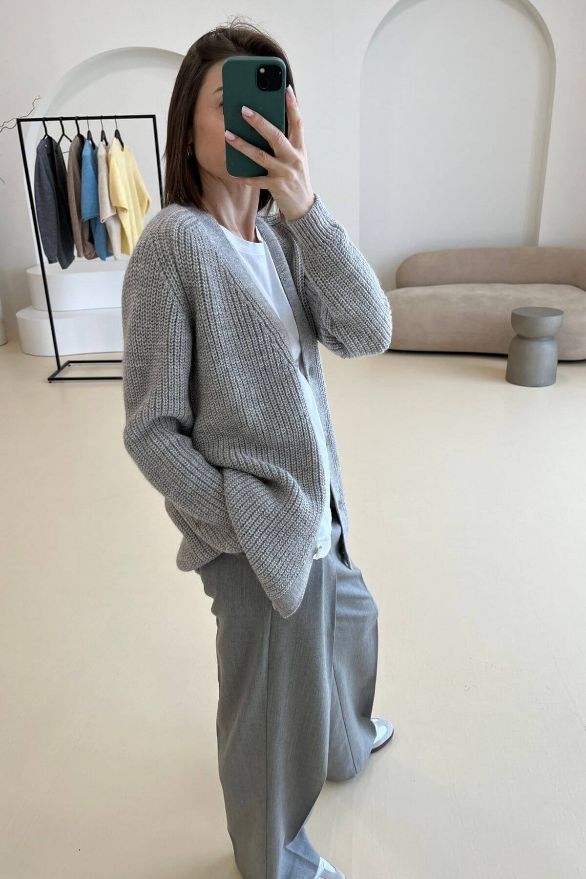 'Eliza' šviesiai pilkas kardiganas