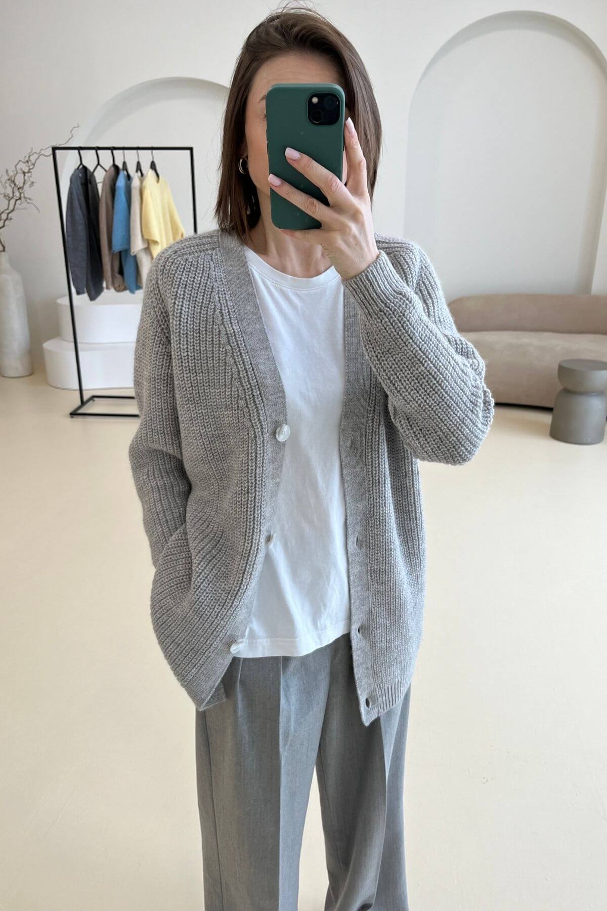 'Eliza' šviesiai pilkas kardiganas