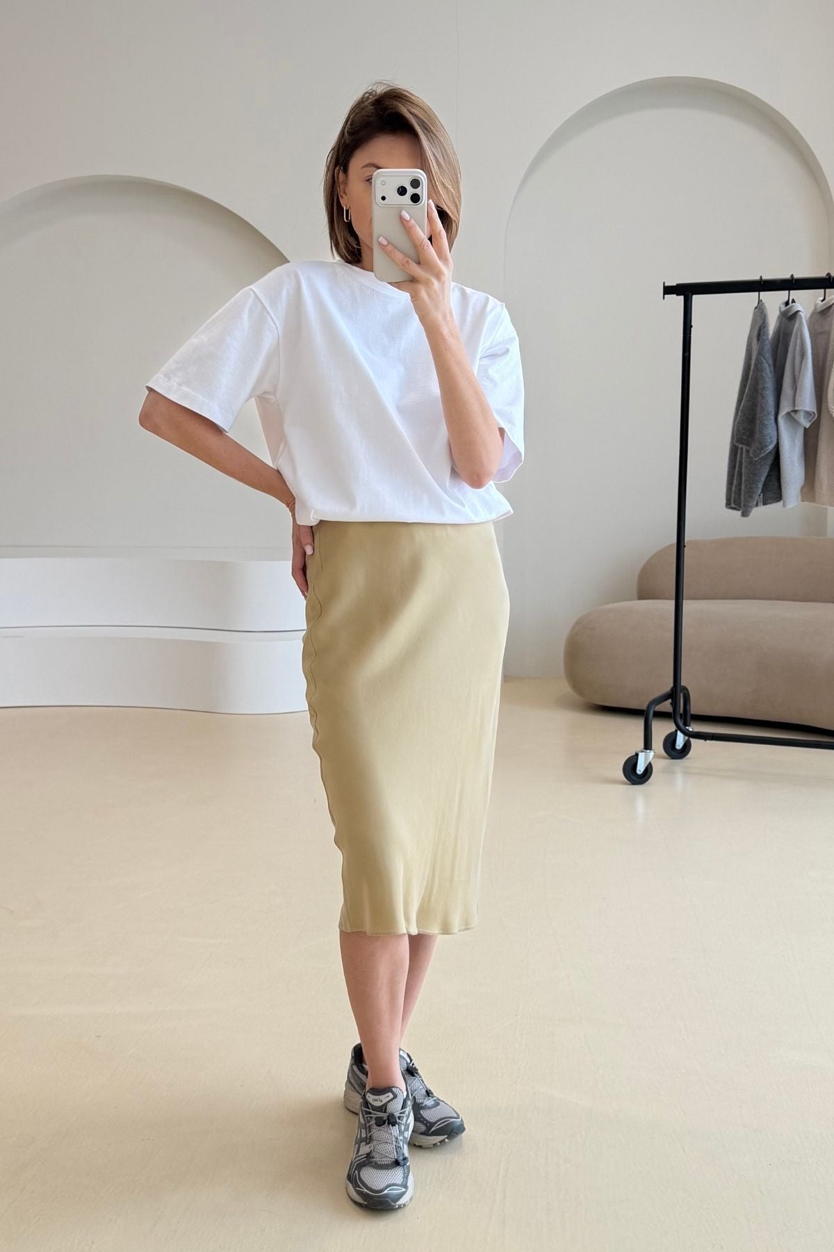 'Isabelle' mustard skirt sample