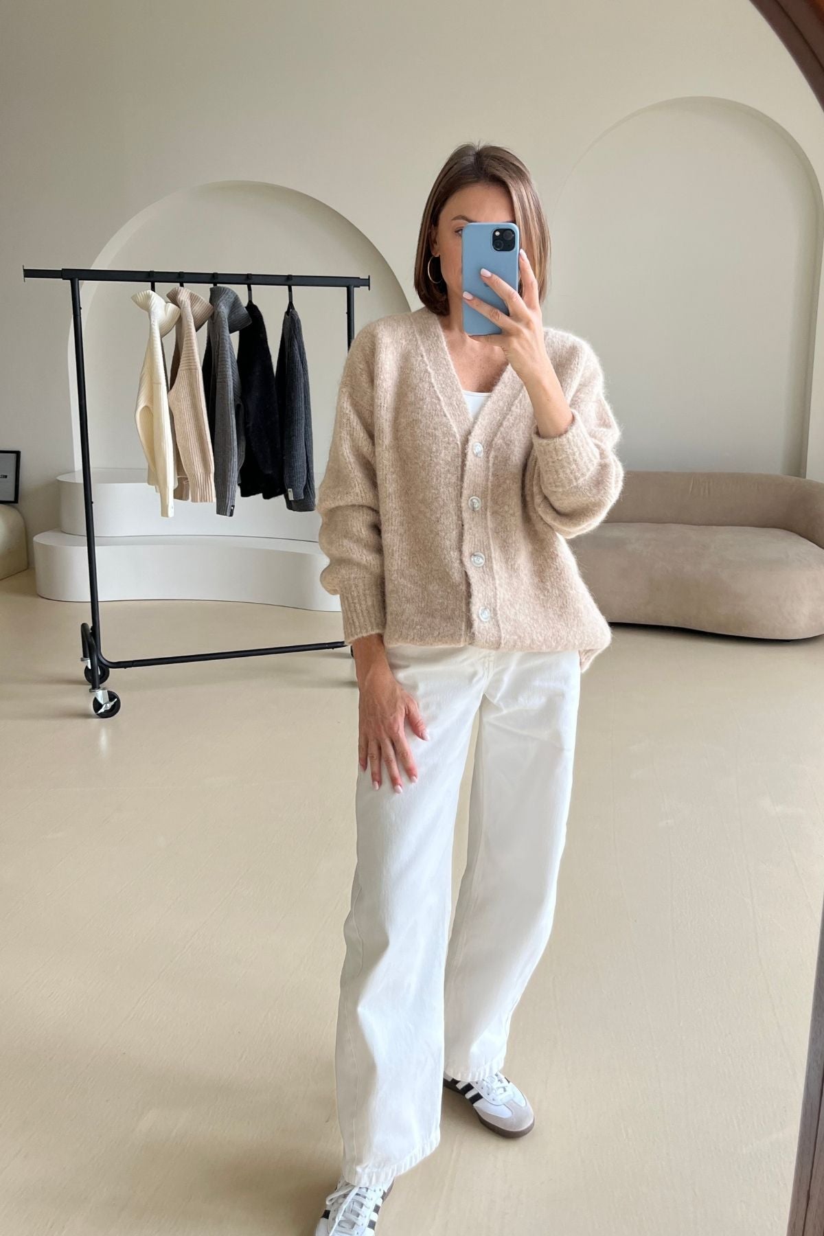 'Laure' light sand boucle cardigan
