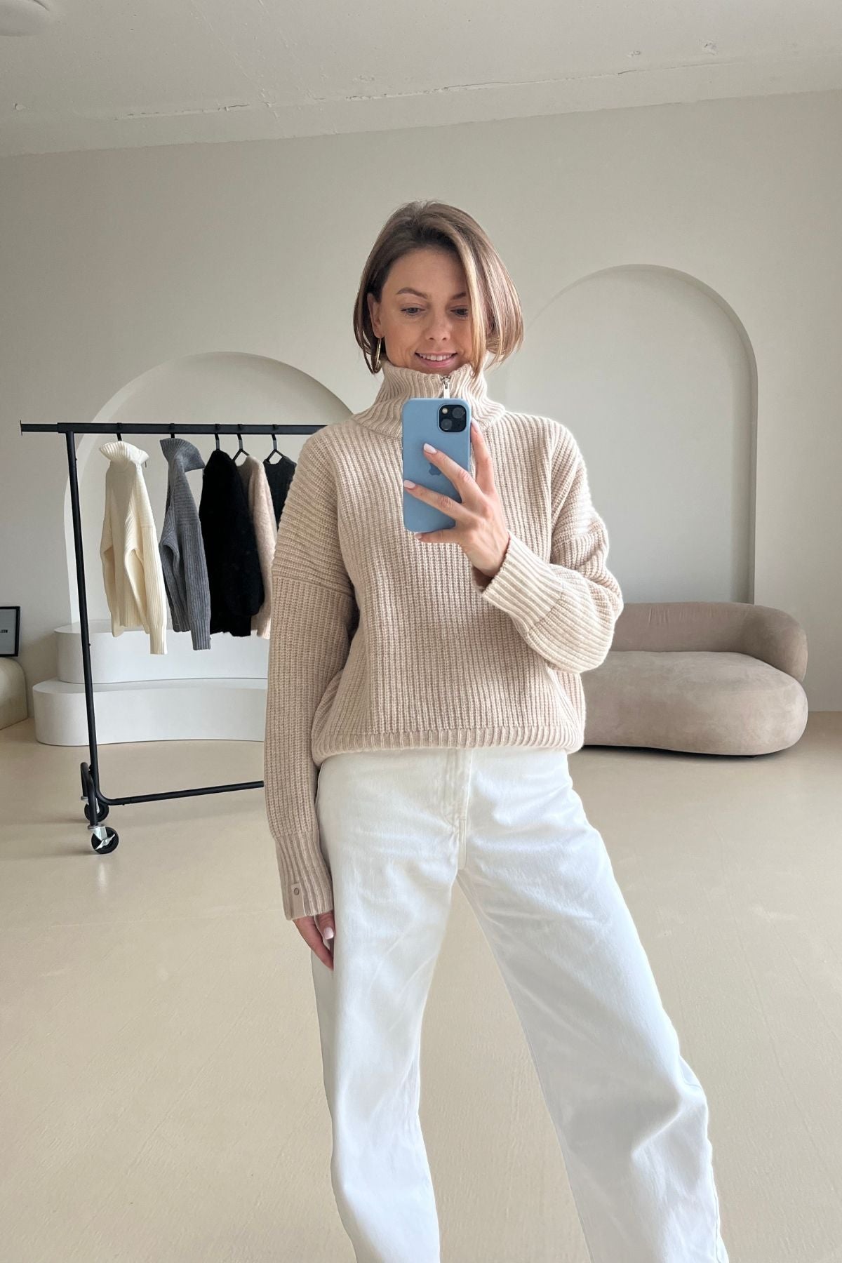 'Monique' light sand sweater