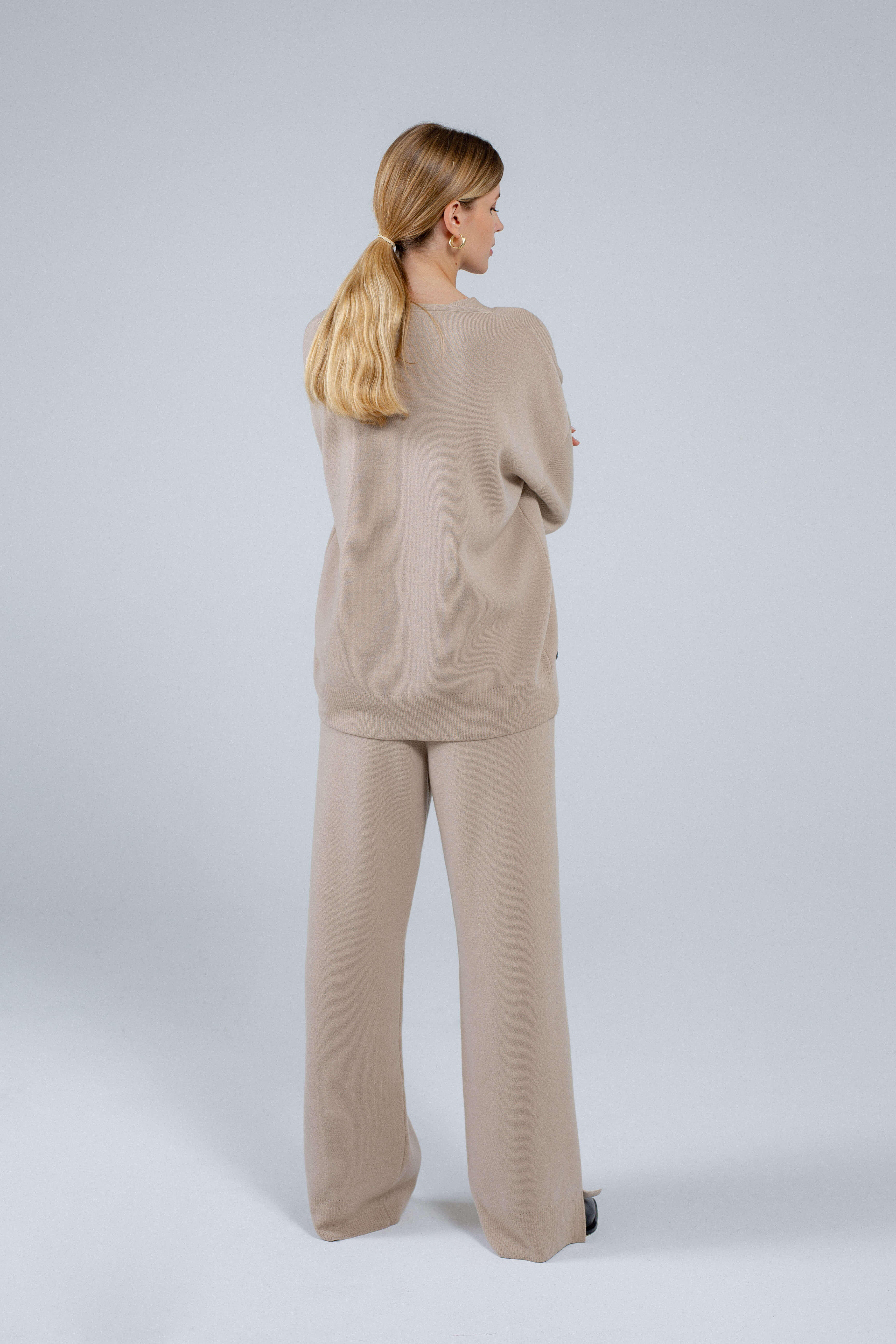 'Pauline' sand trousers & cardigan set