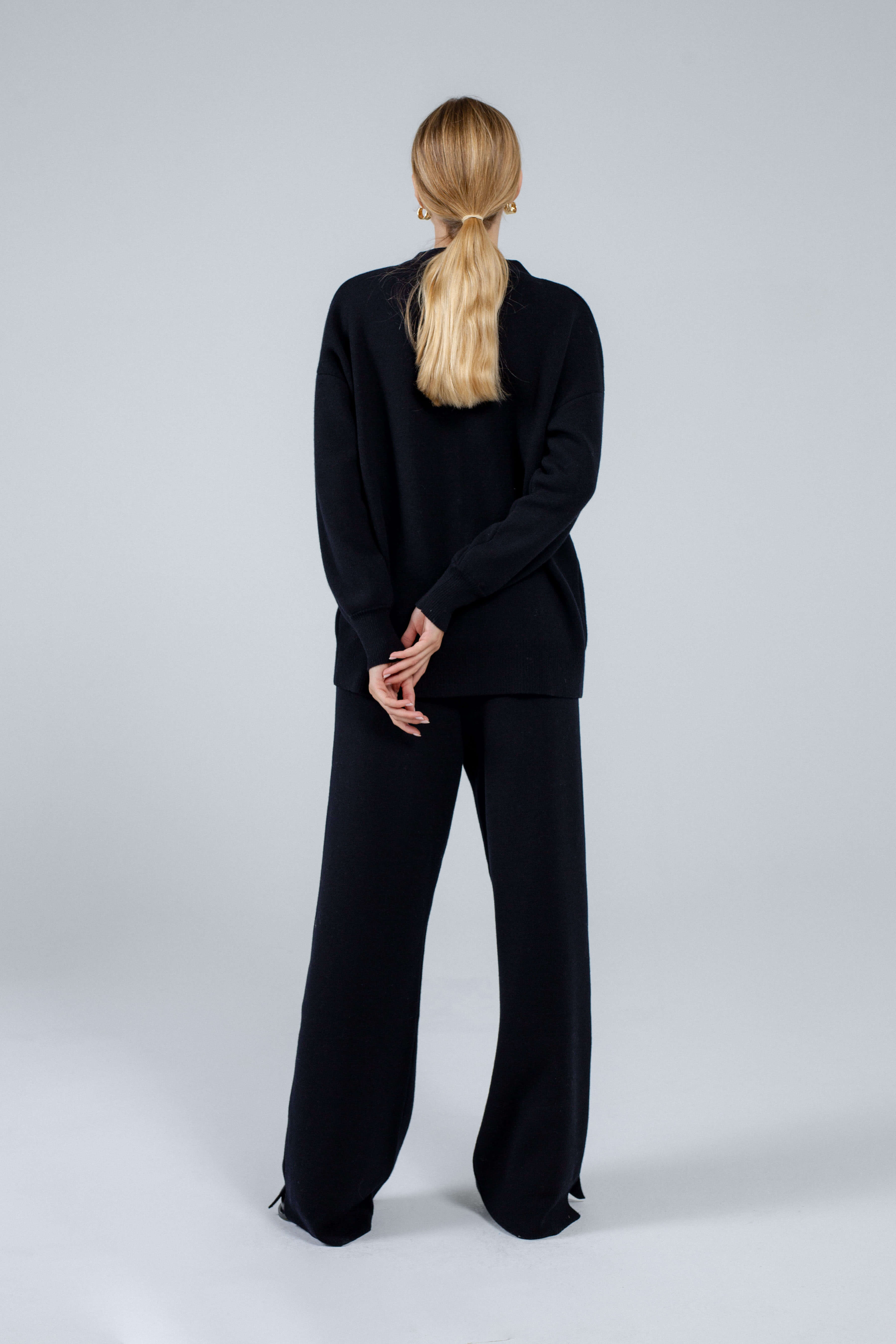 'Pauline' black trousers & cardigan set