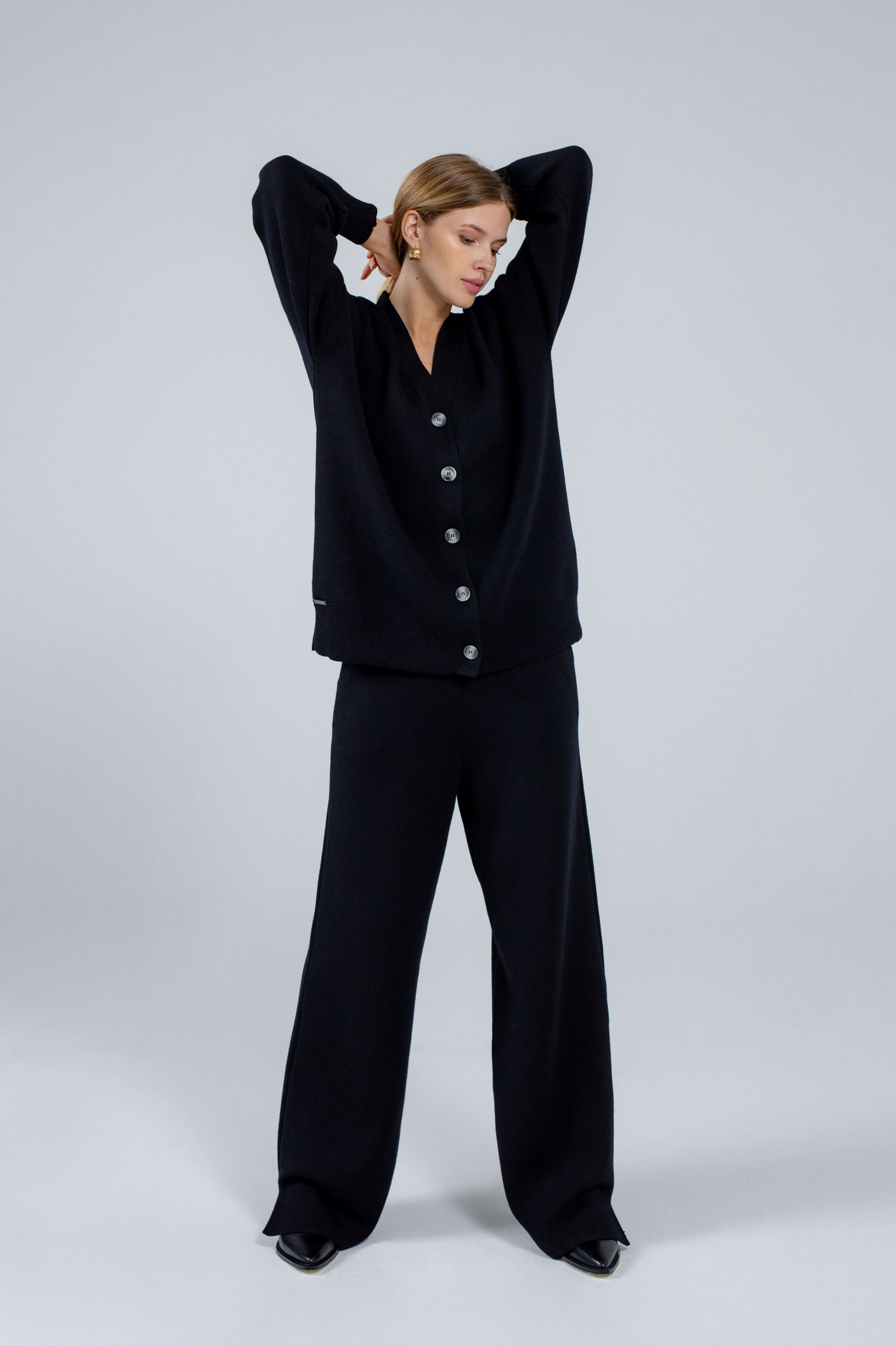'Pauline' black trousers & cardigan set