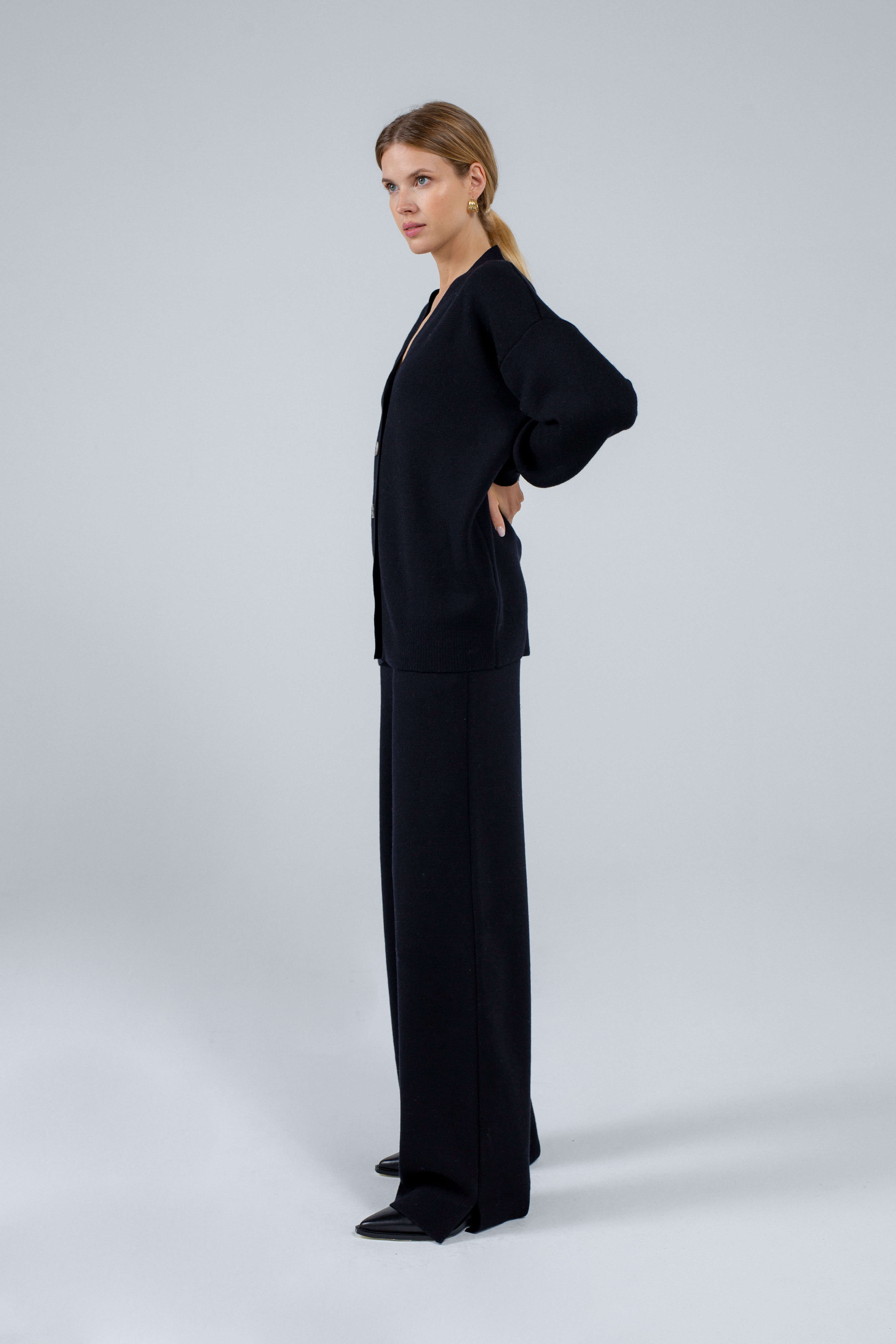 'Pauline' black trousers & cardigan set