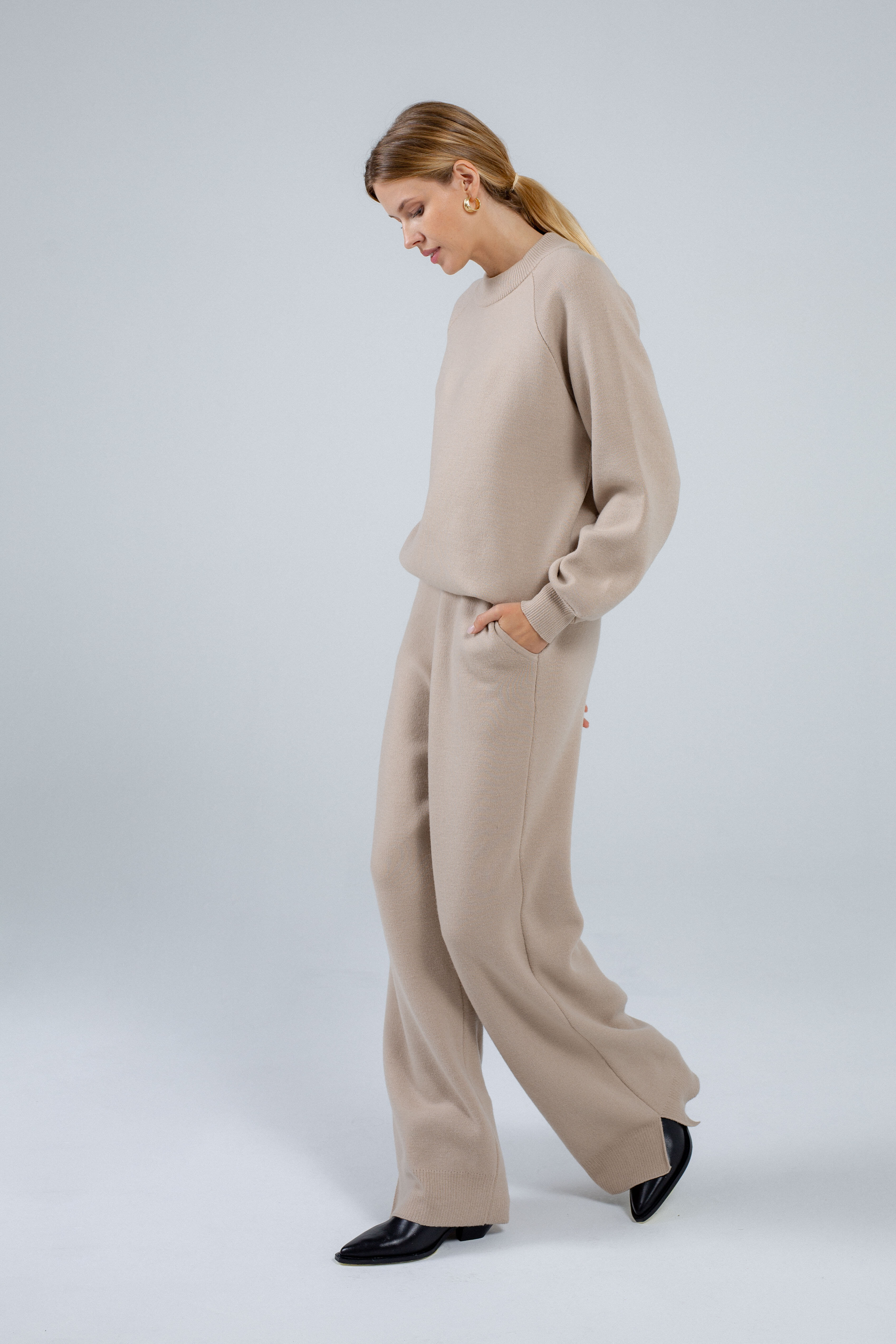 'Pauline' sand trousers & sweater set
