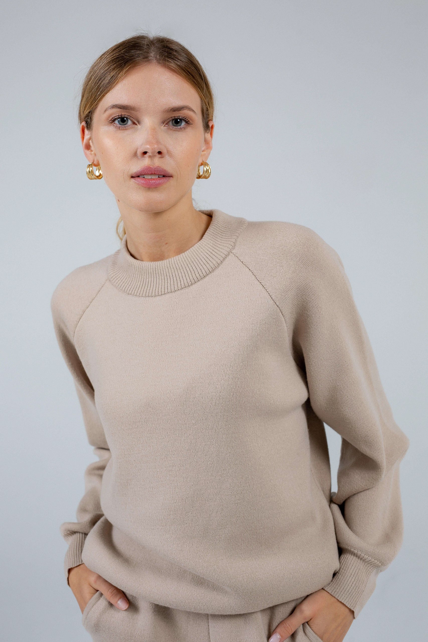 'Pauline' sand trousers & sweater set