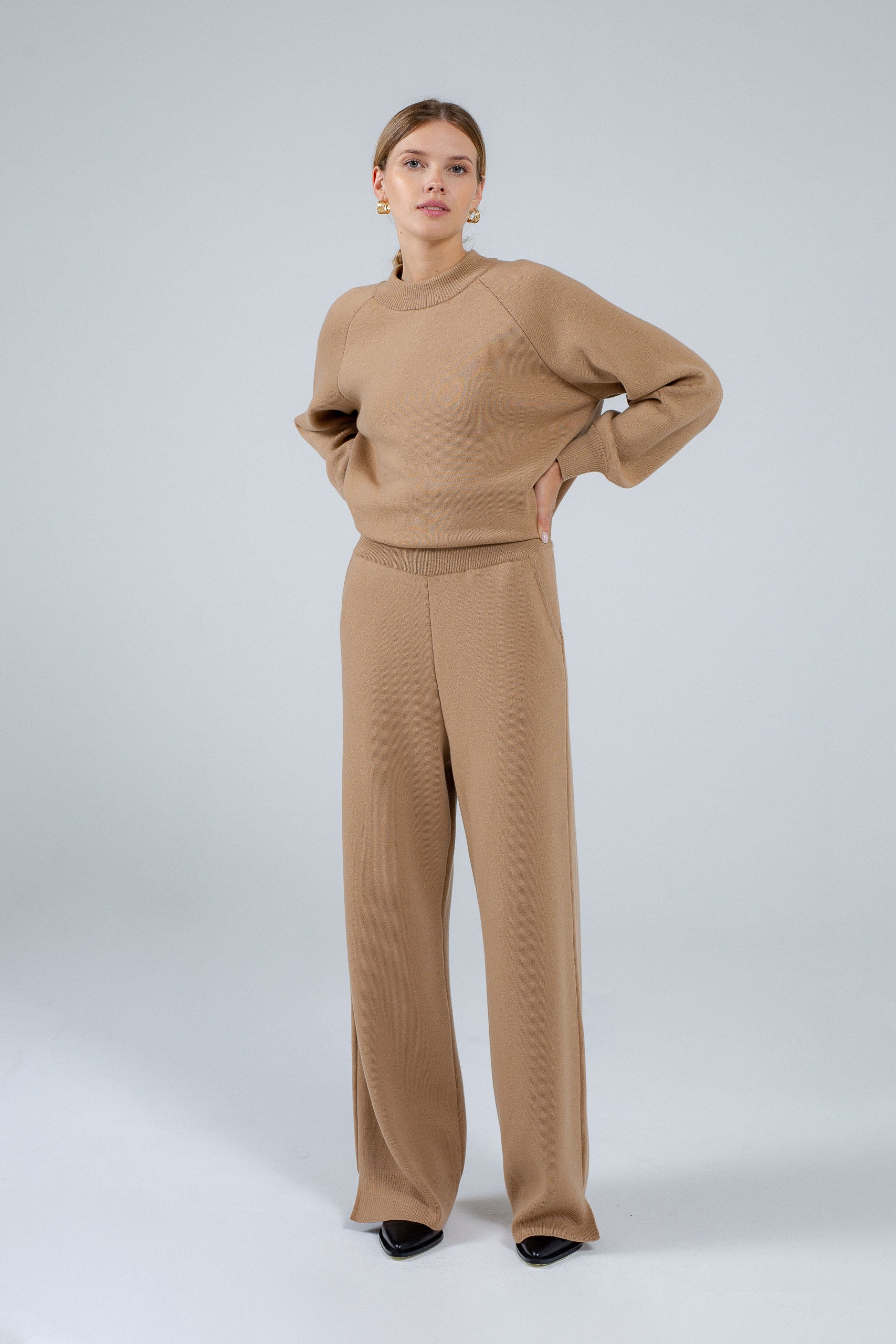 'Pauline' camel brown trousers