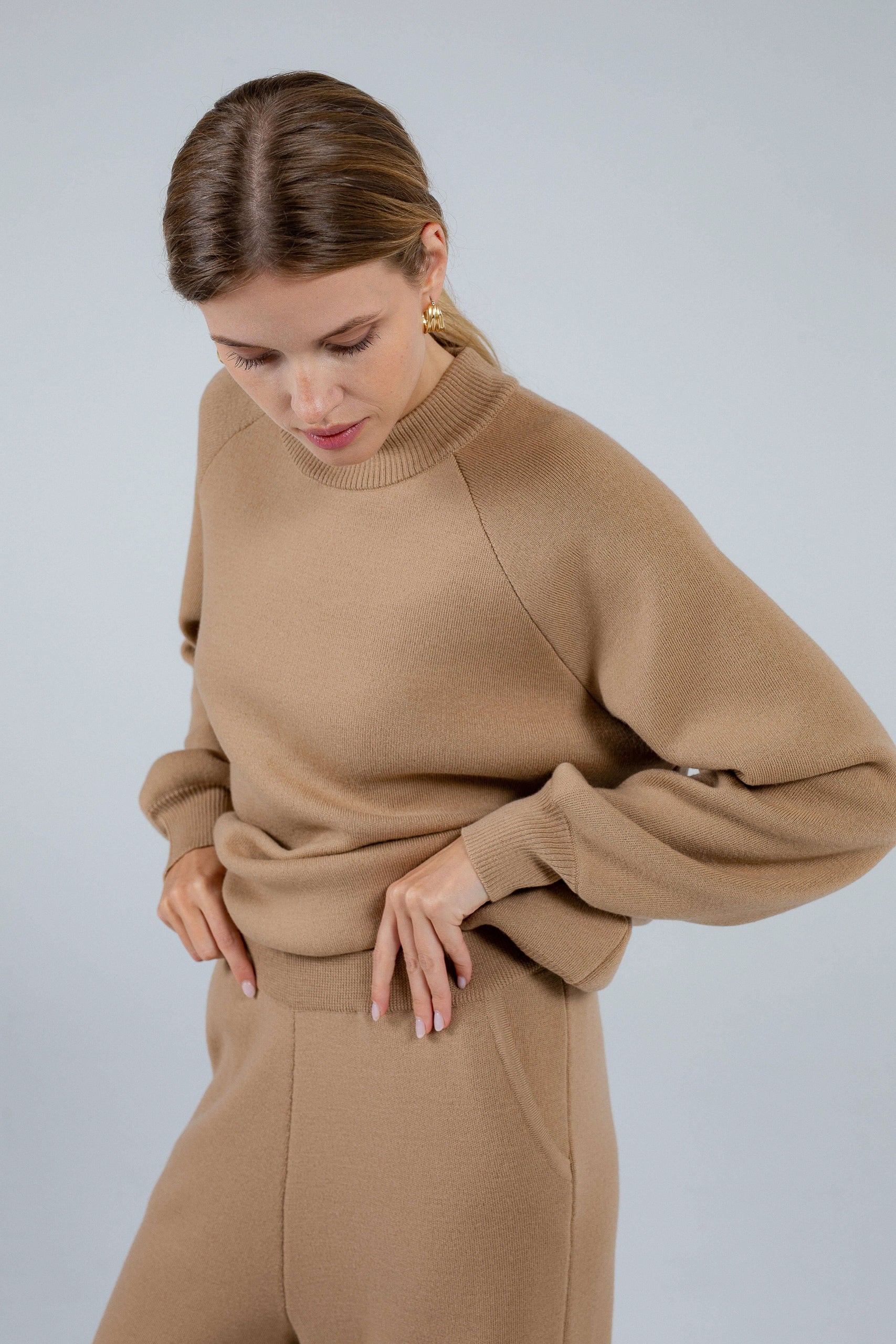 'Pauline' camel brown trousers