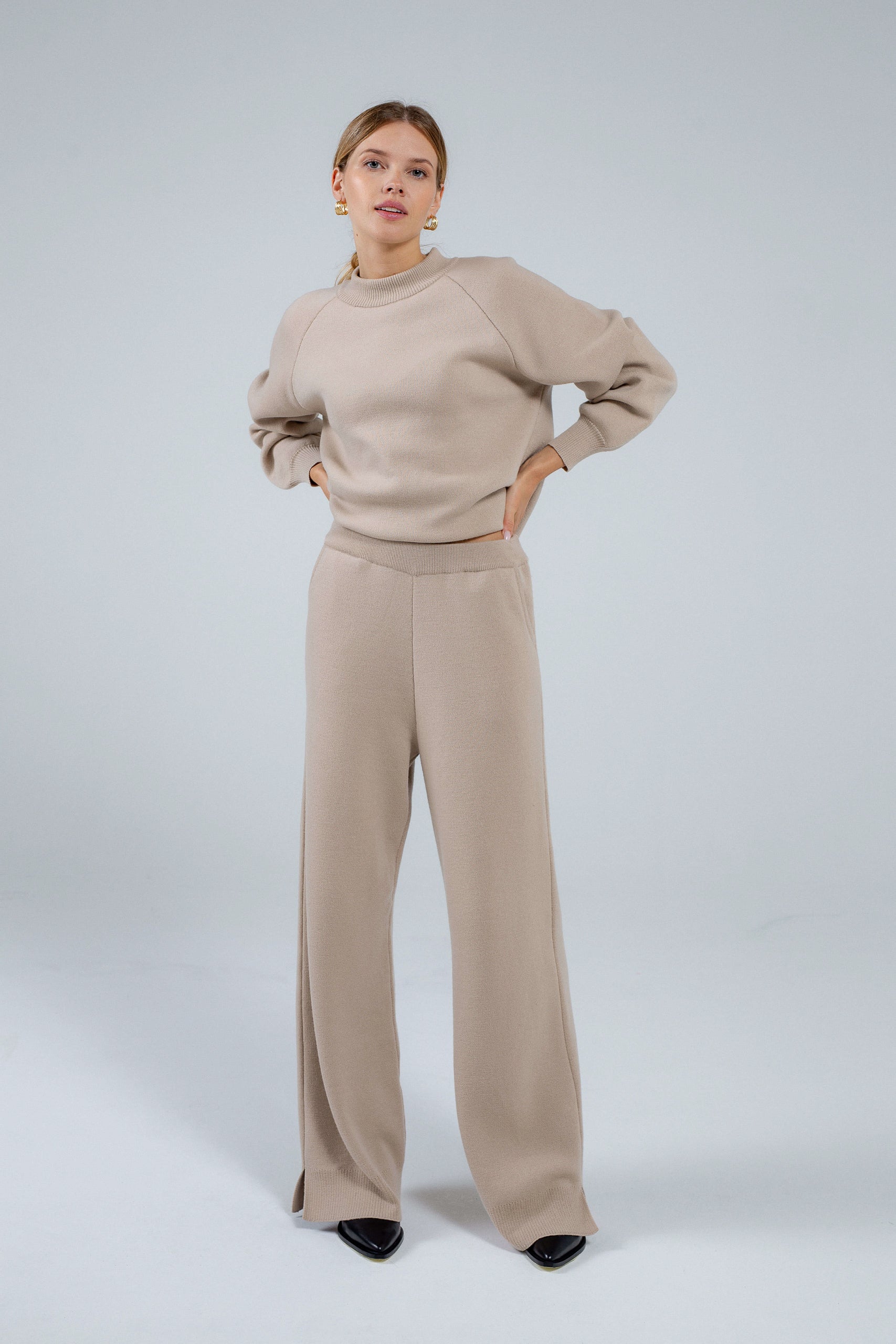 'Pauline' sand trousers & sweater set