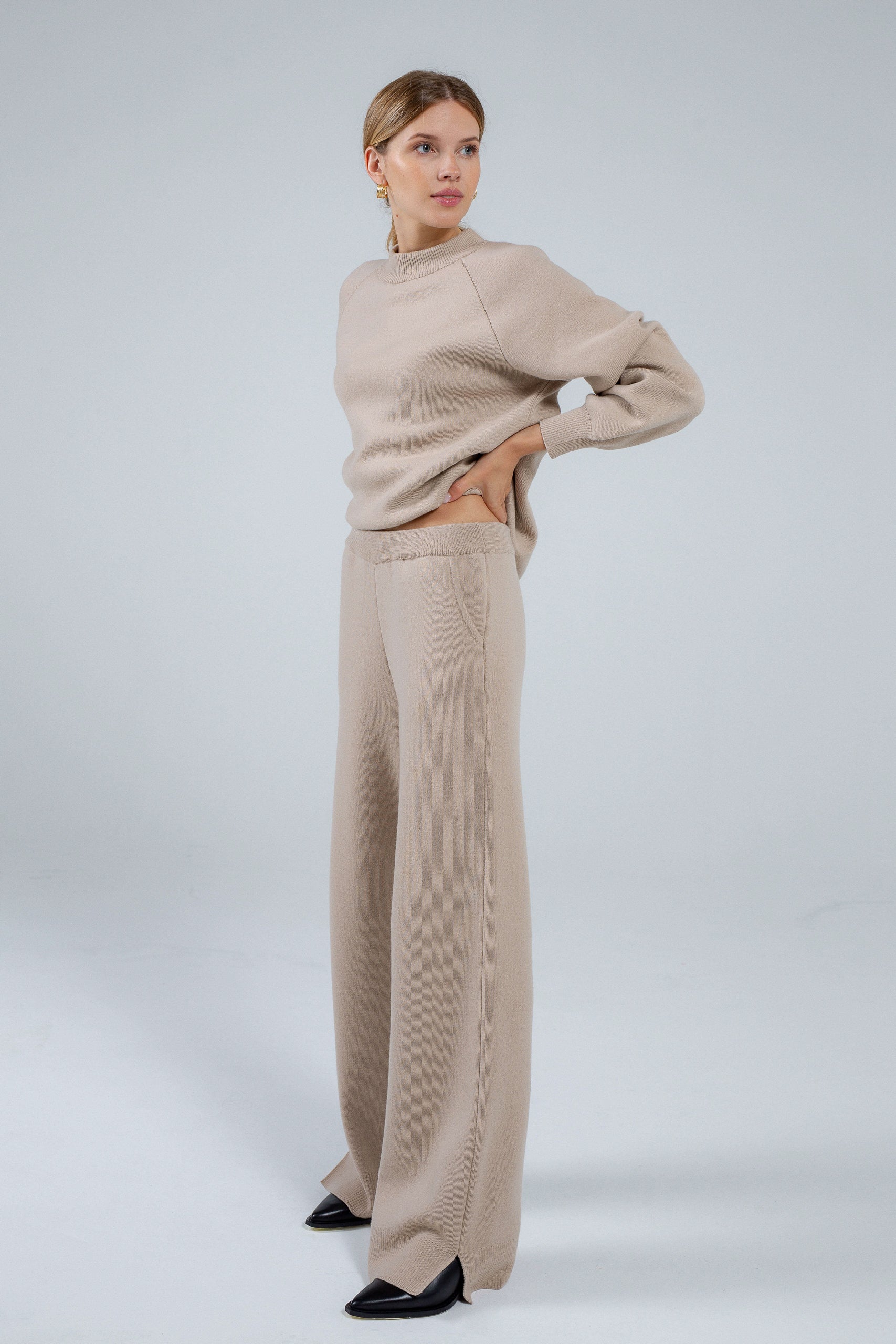 'Pauline' sand trousers & sweater set