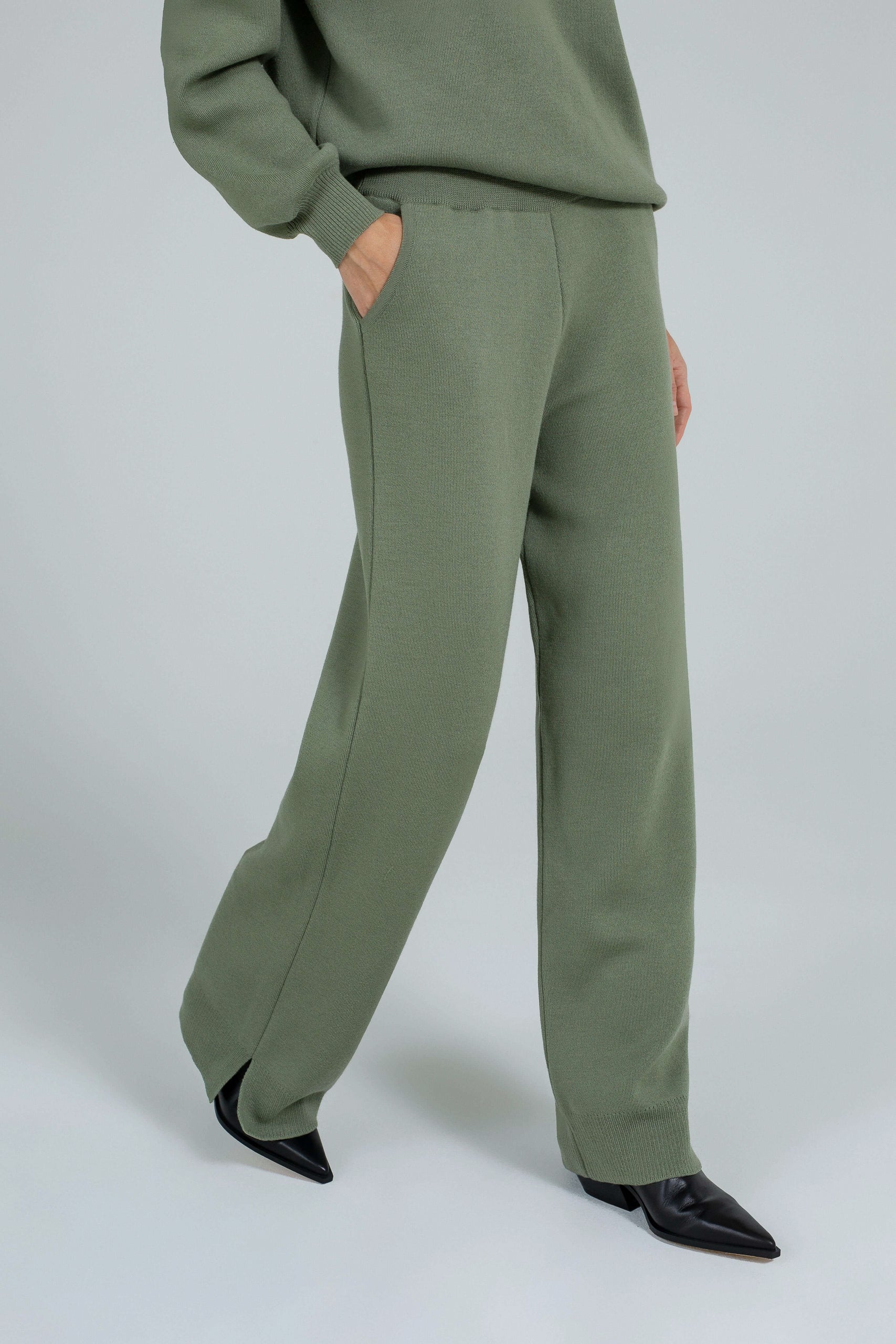 'Pauline' matte green trousers