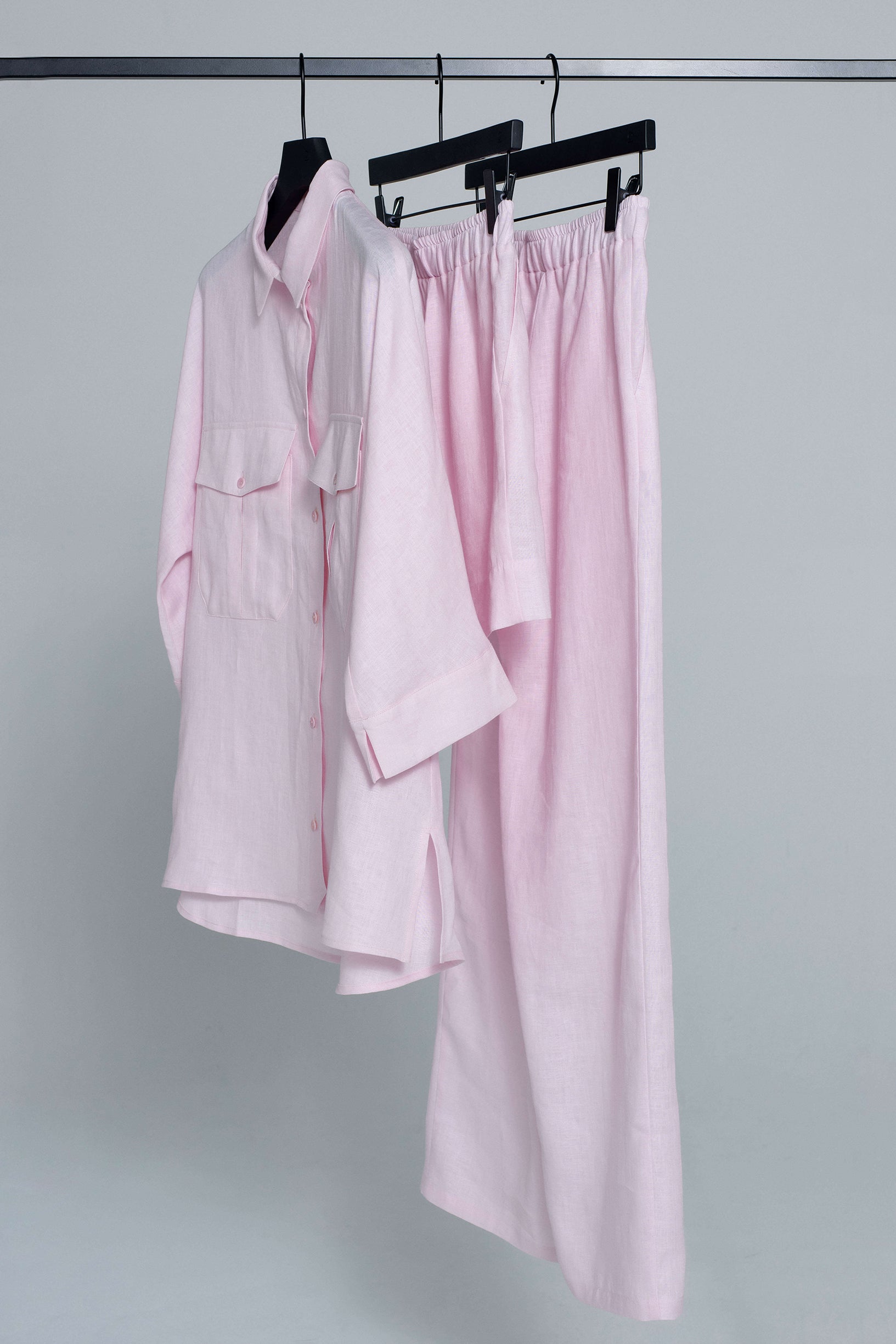 'Dori' baby pink trousers, shorts & shirt set