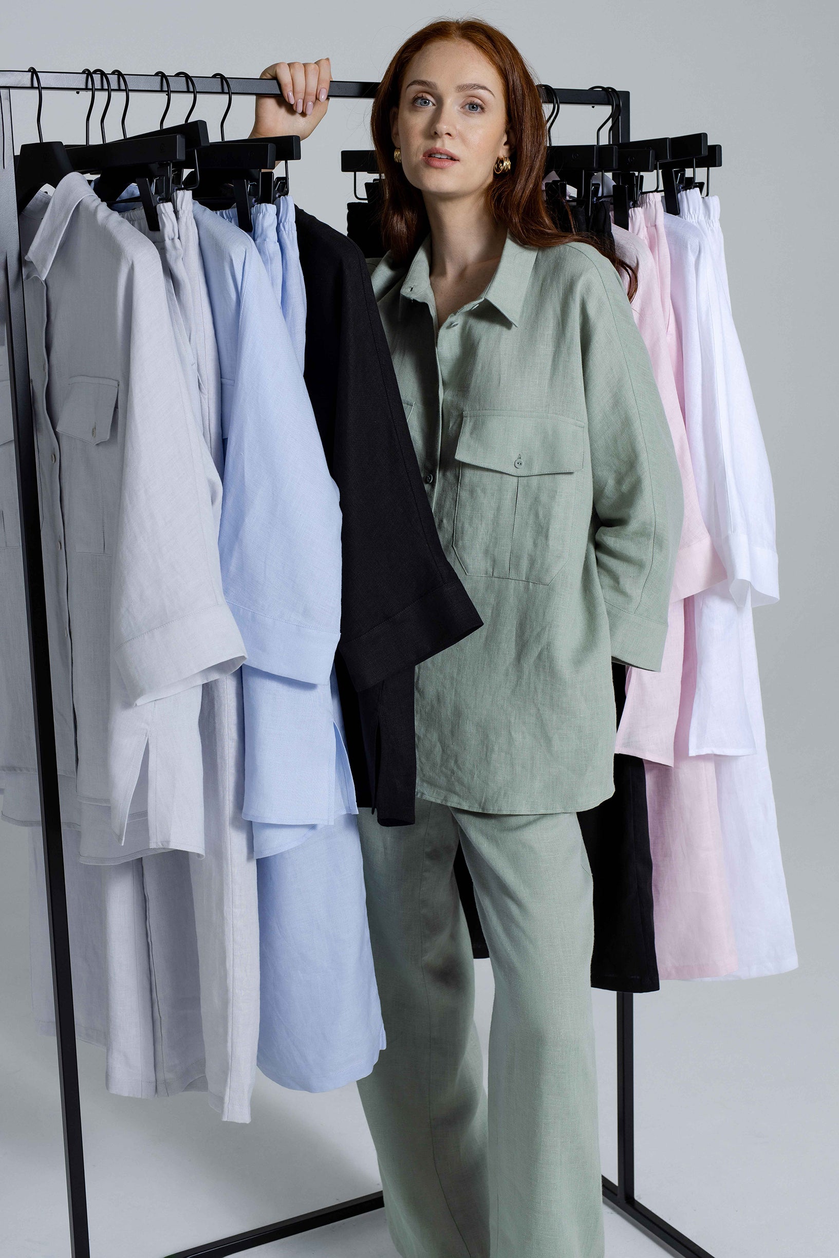 'Dori' mint trousers, shorts & shirt set