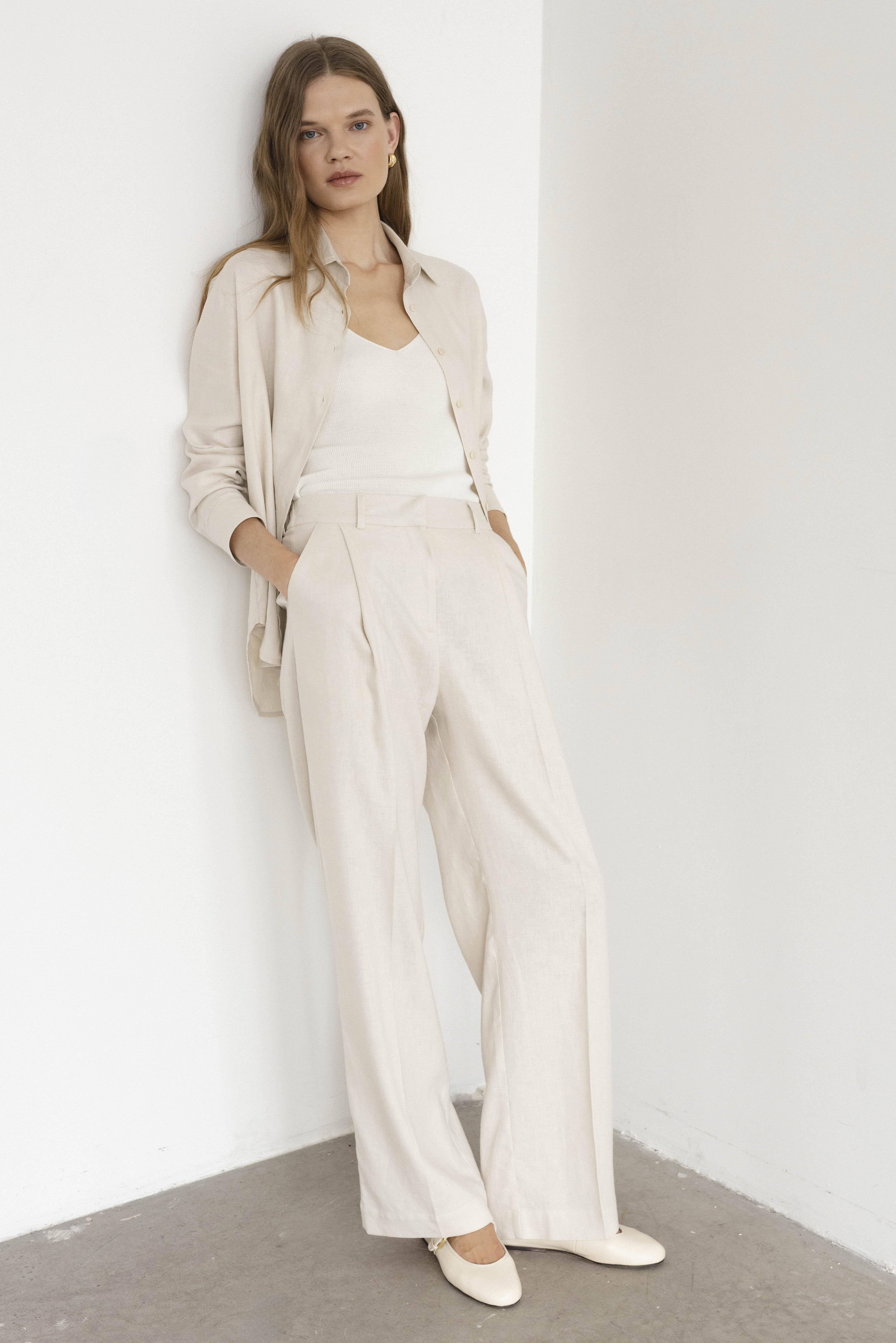 ROSE ivory trousers & shirt set