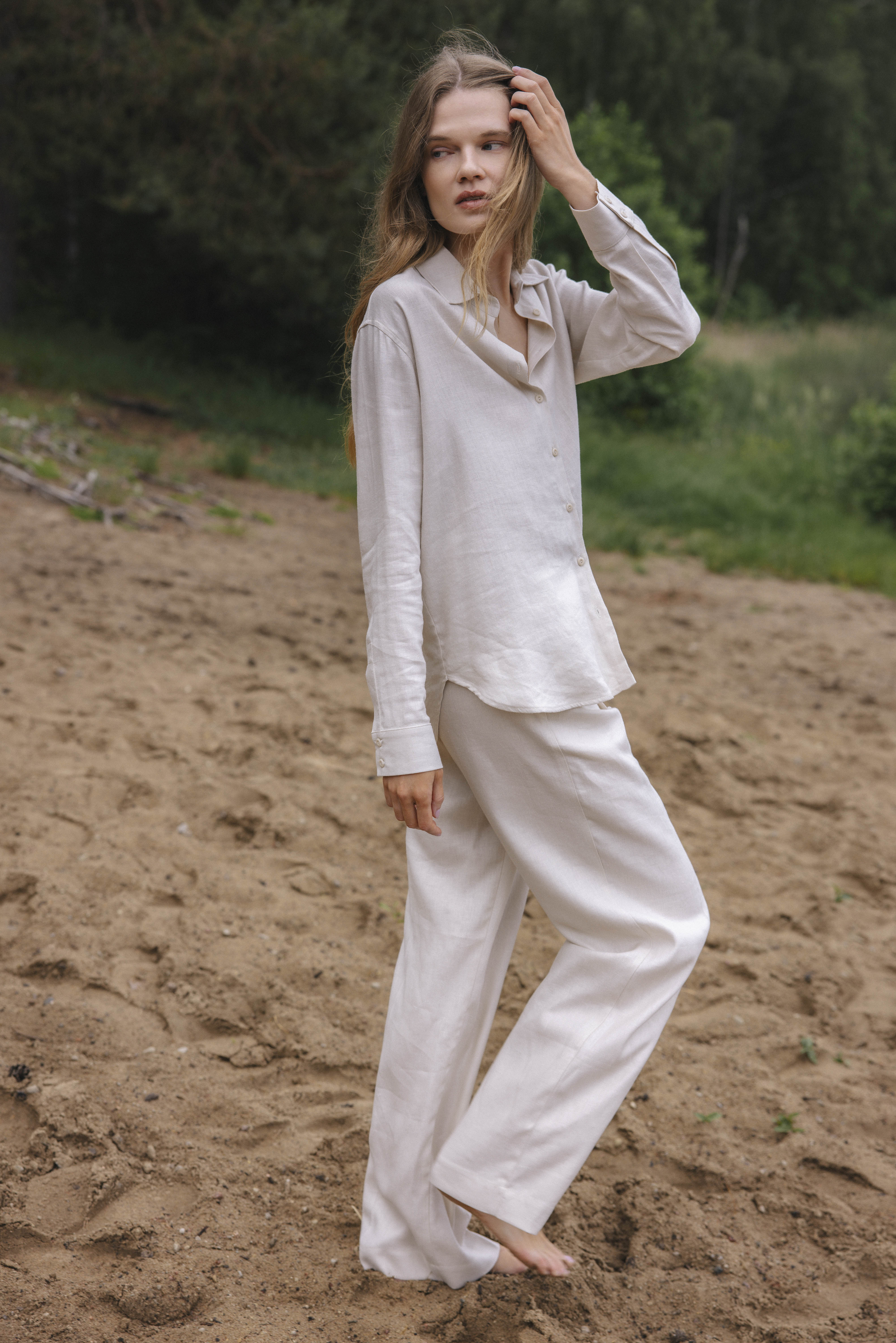 ROSE ivory trousers & shirt set