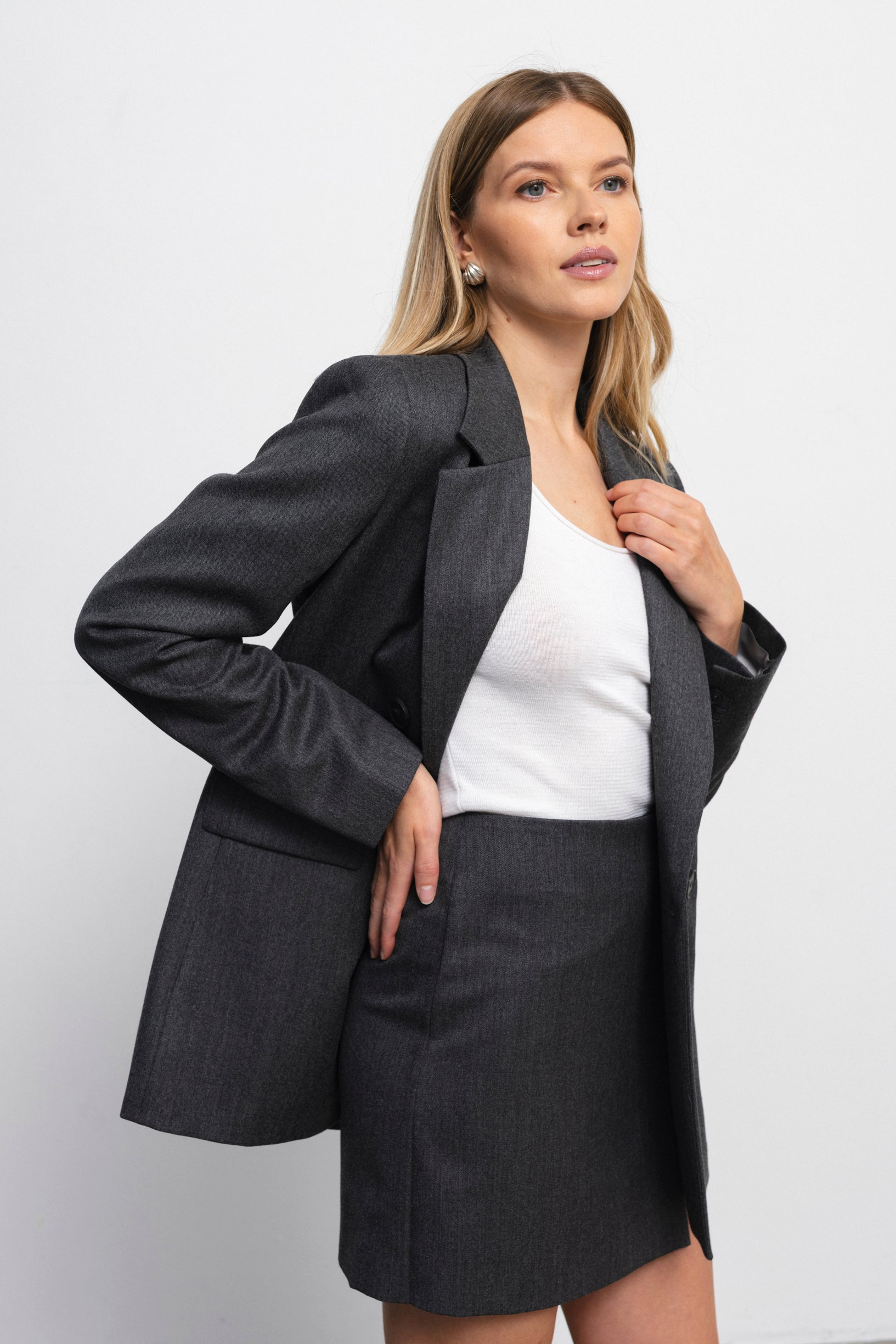 'Sophie' dark grey skort & blazer set
