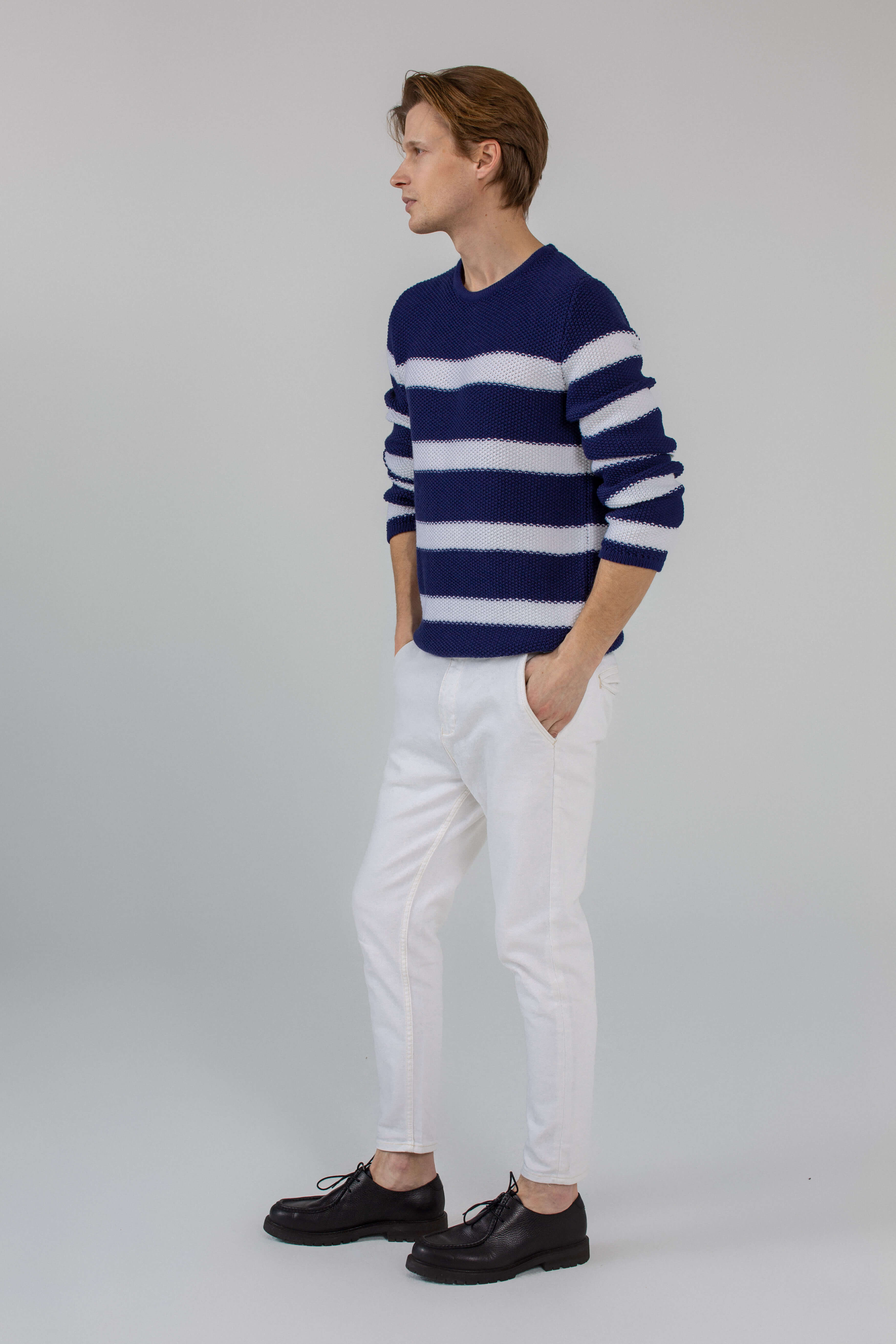 'Andrew' dark blue/white sweater