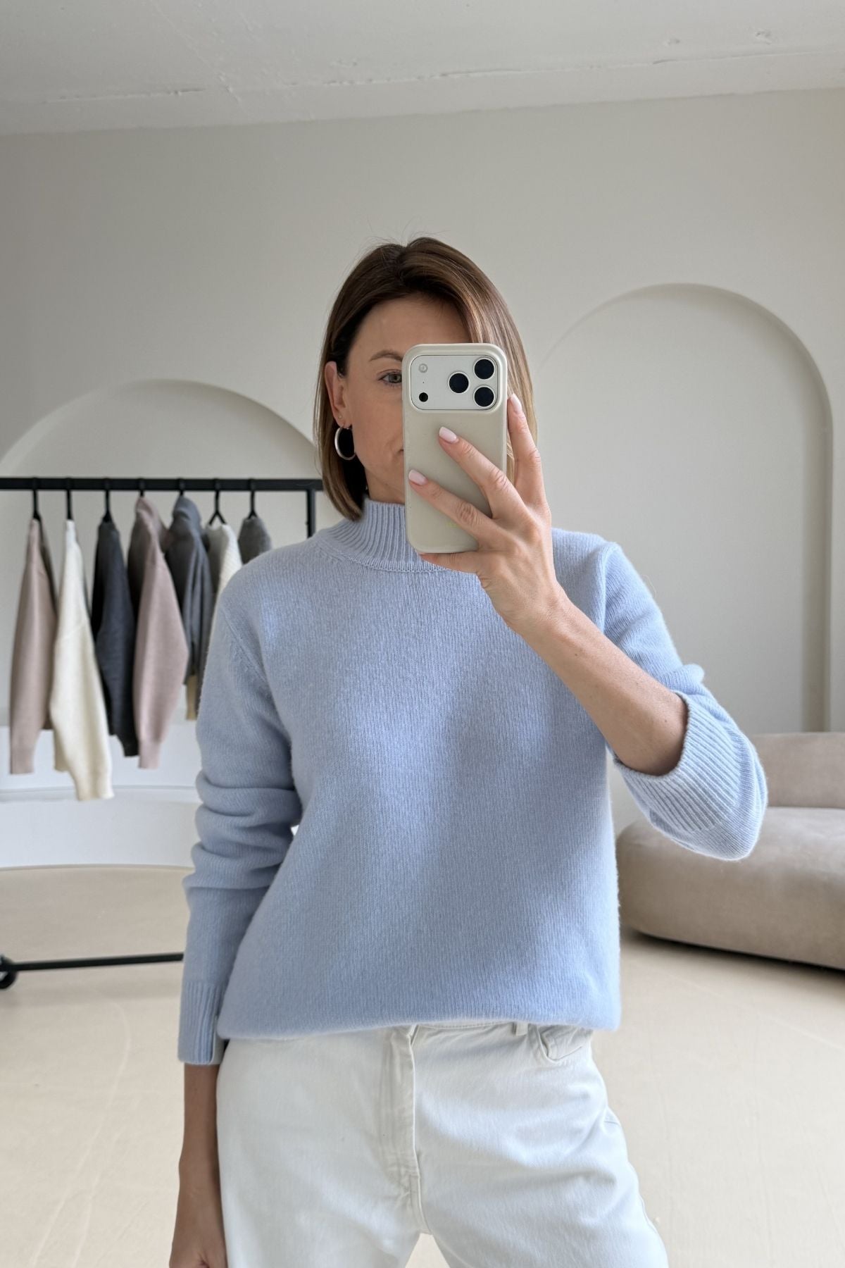Cashmere baby blue sweater sample