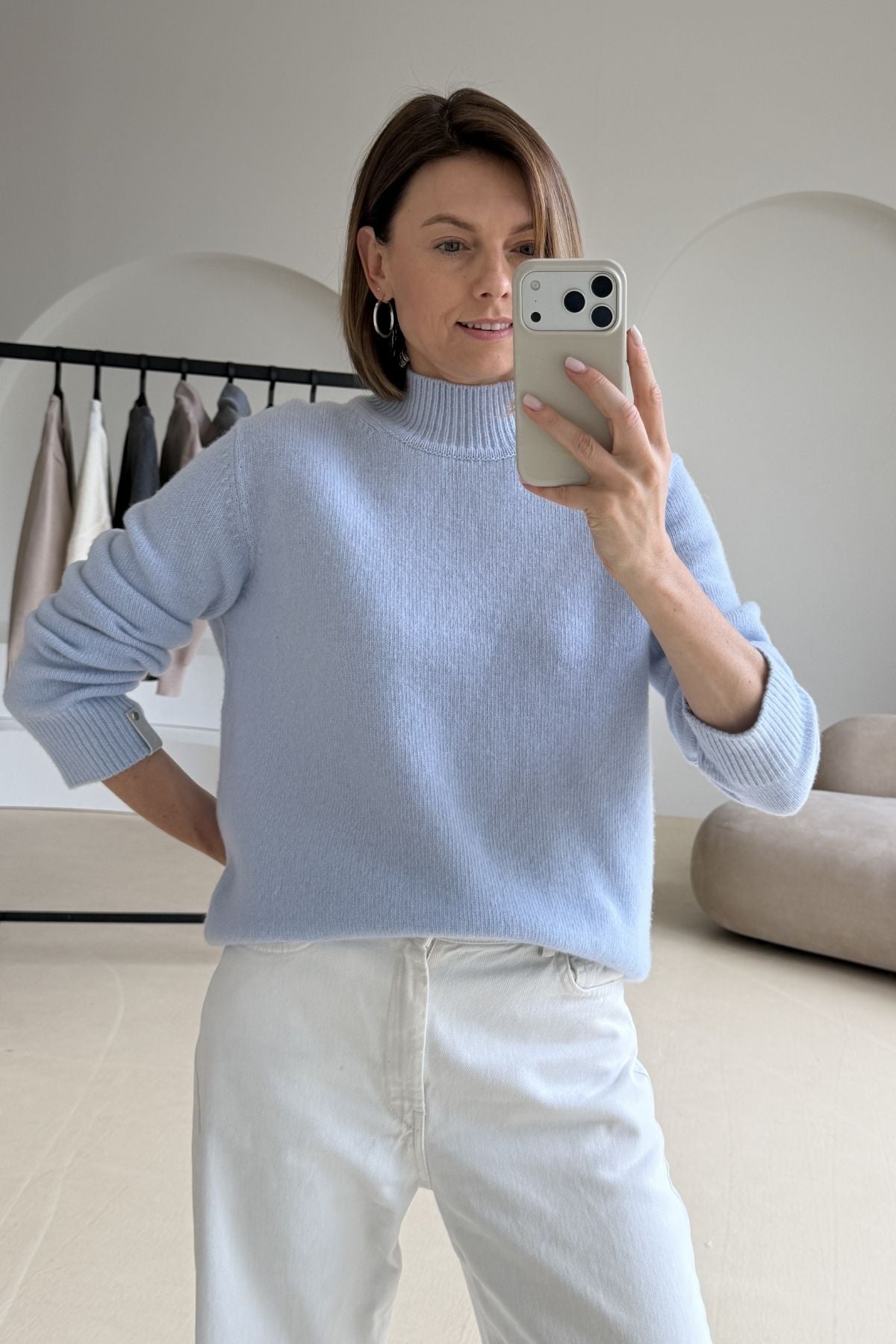 Cashmere baby blue sweater sample