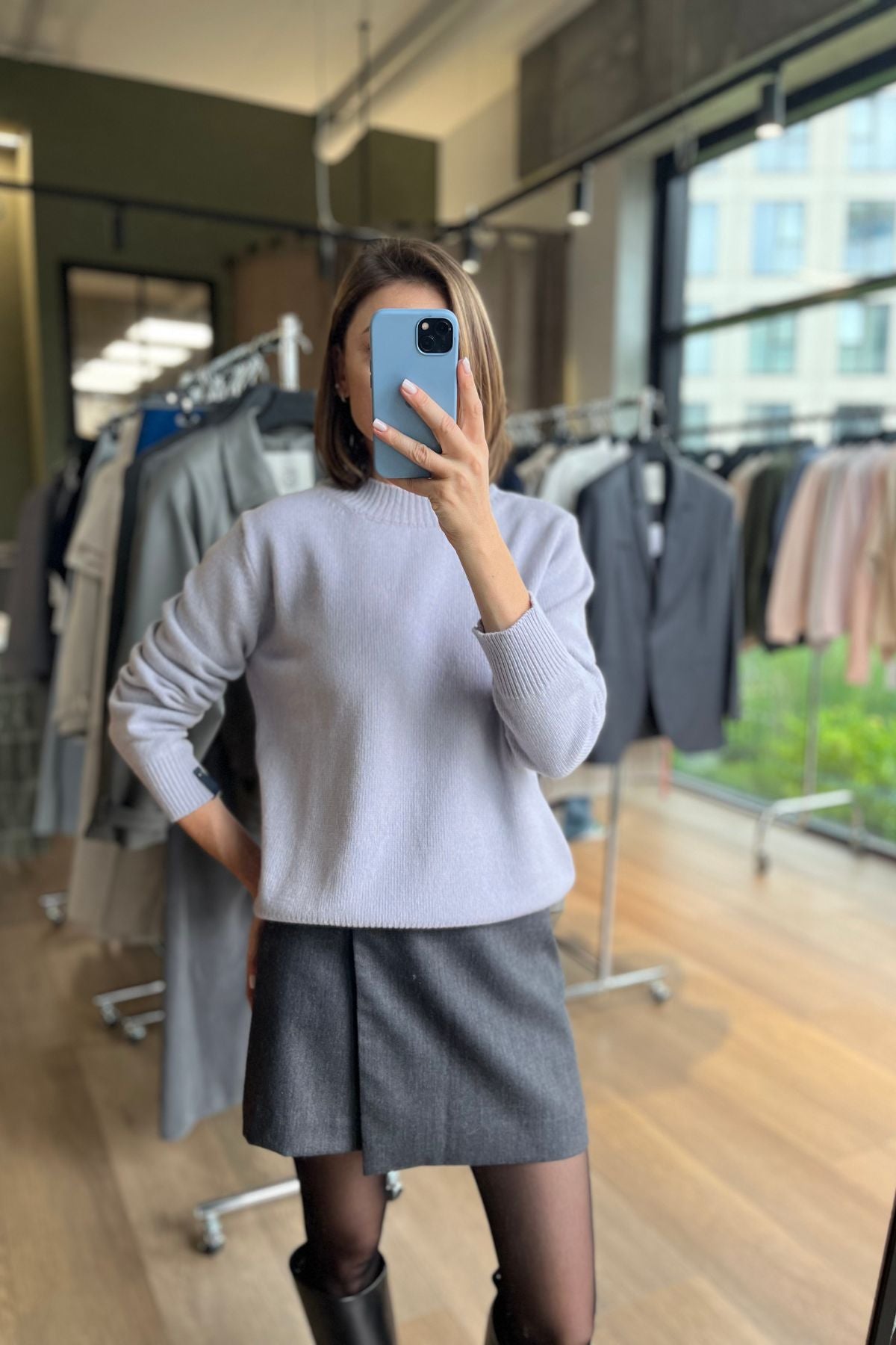 Cashmere light violet sweater sample