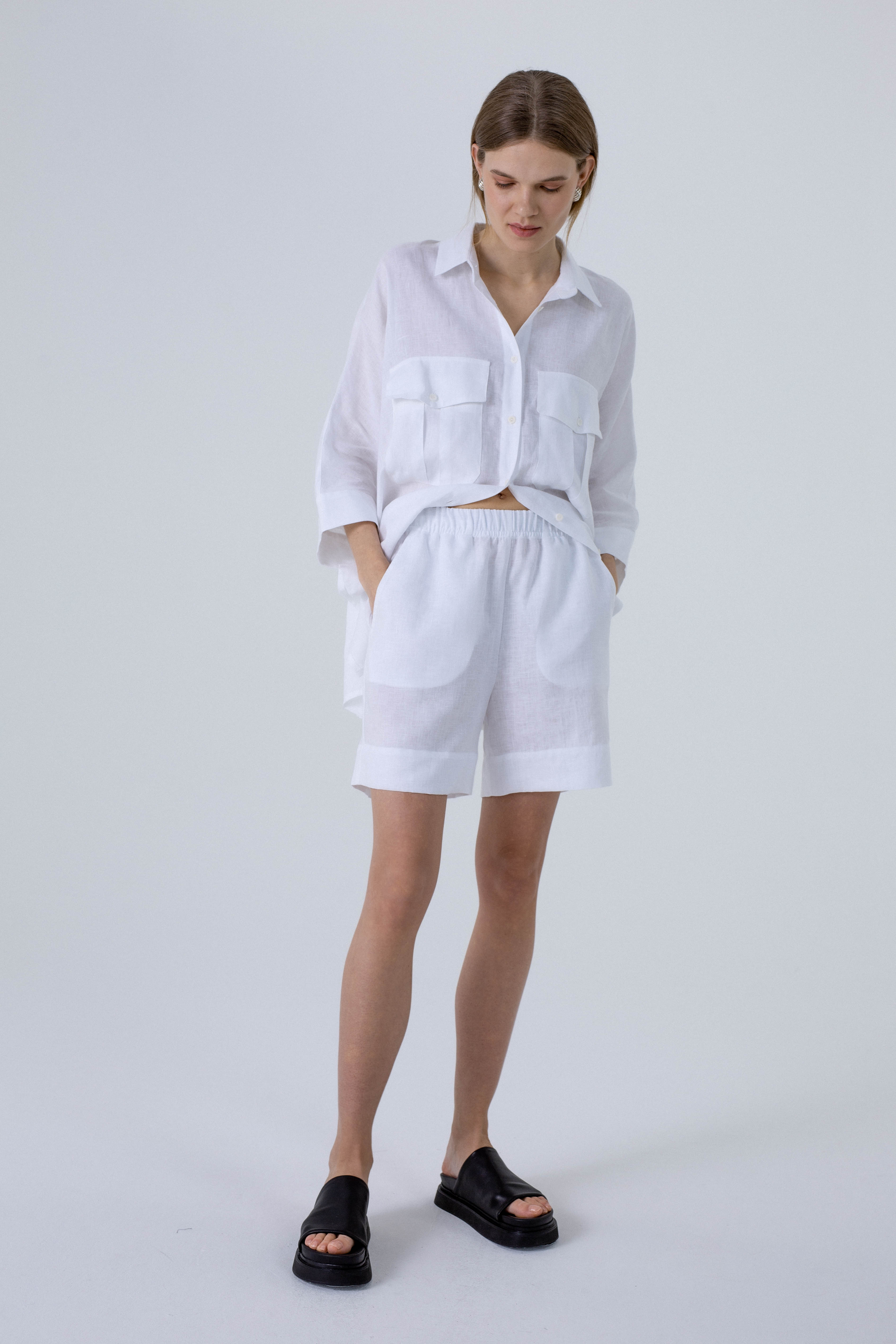 'Dori' white shorts & shirt set