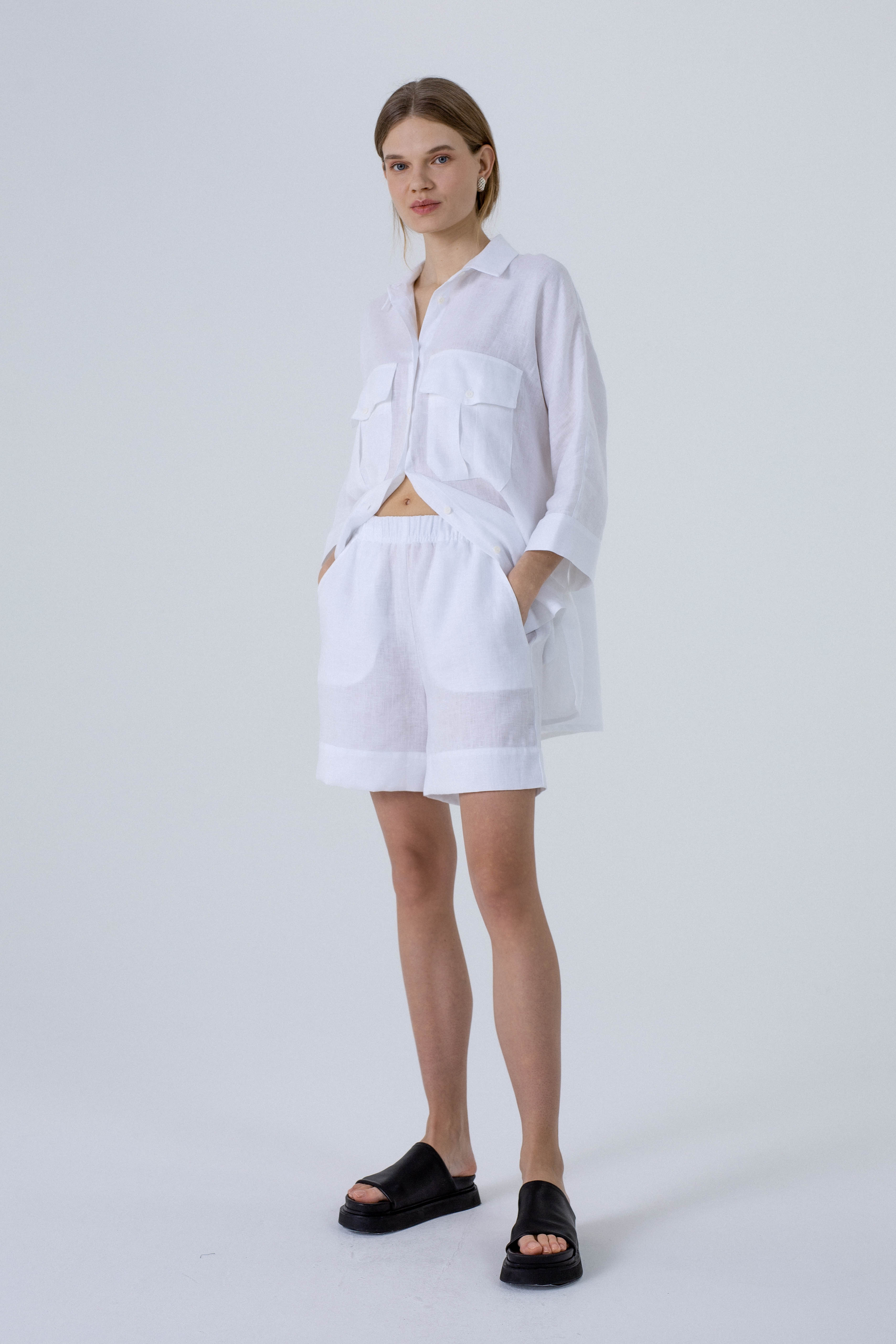 'Dori' white shorts & shirt set