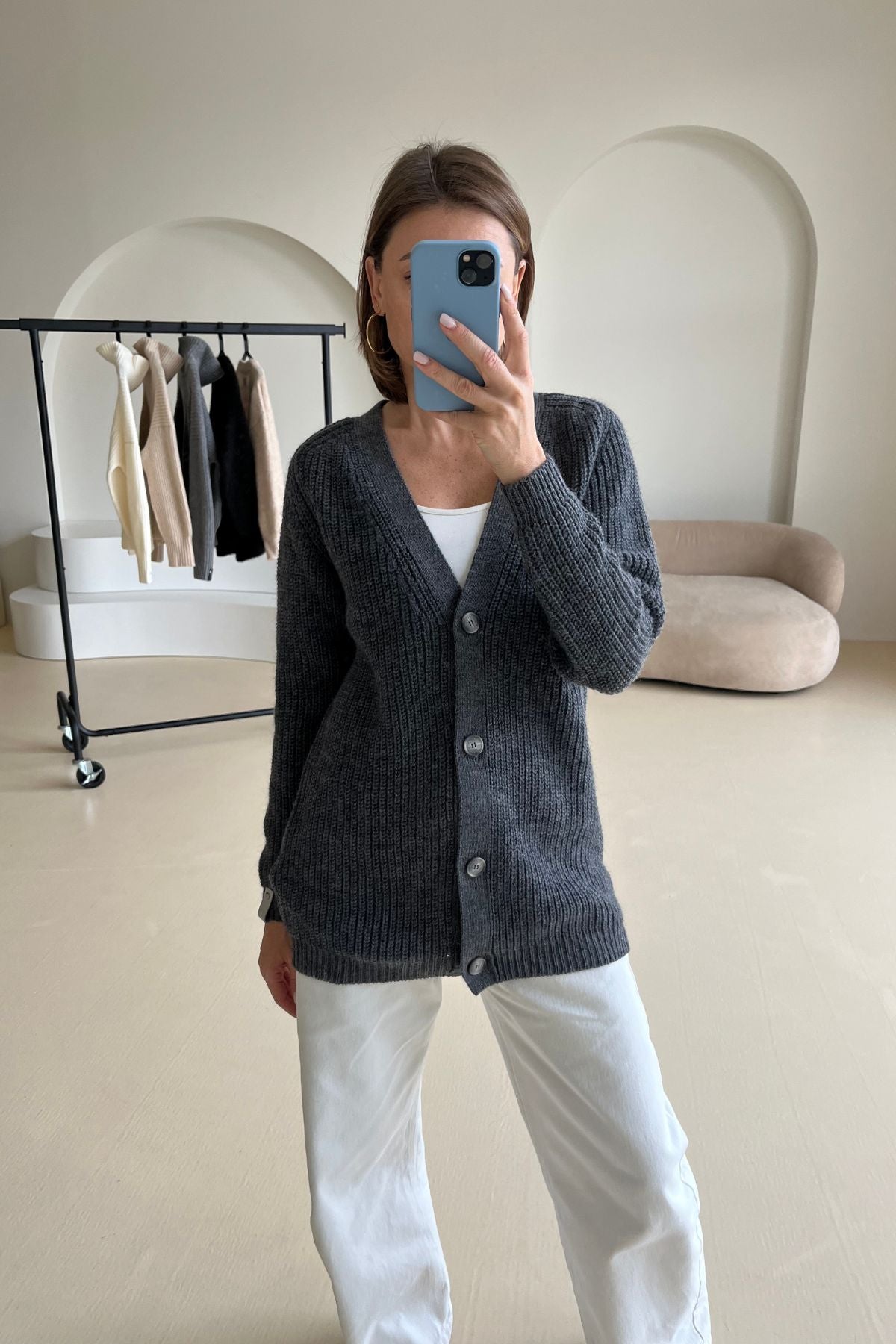 'Eliza' dark grey cardigan