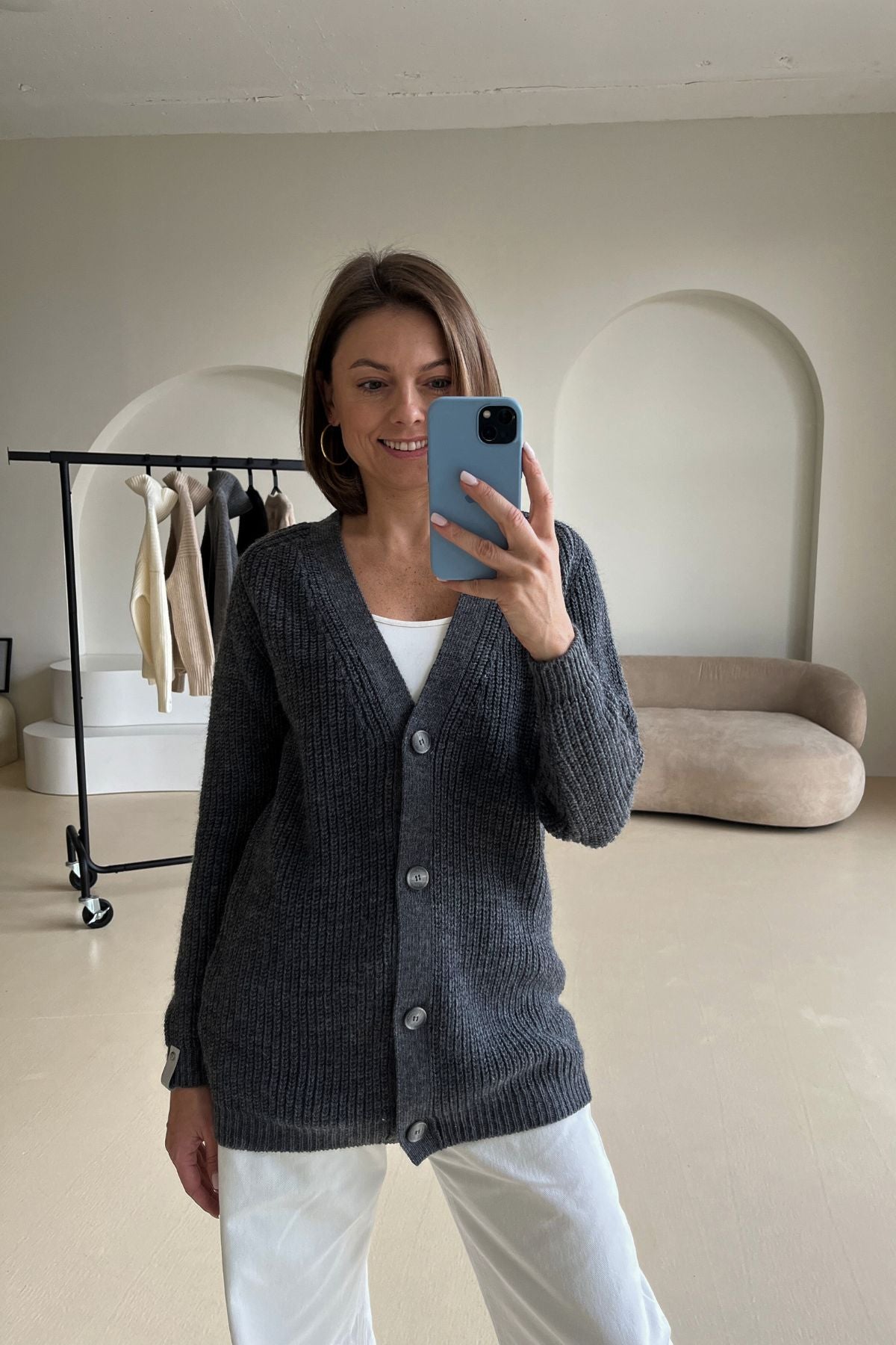 'Eliza' dark grey cardigan