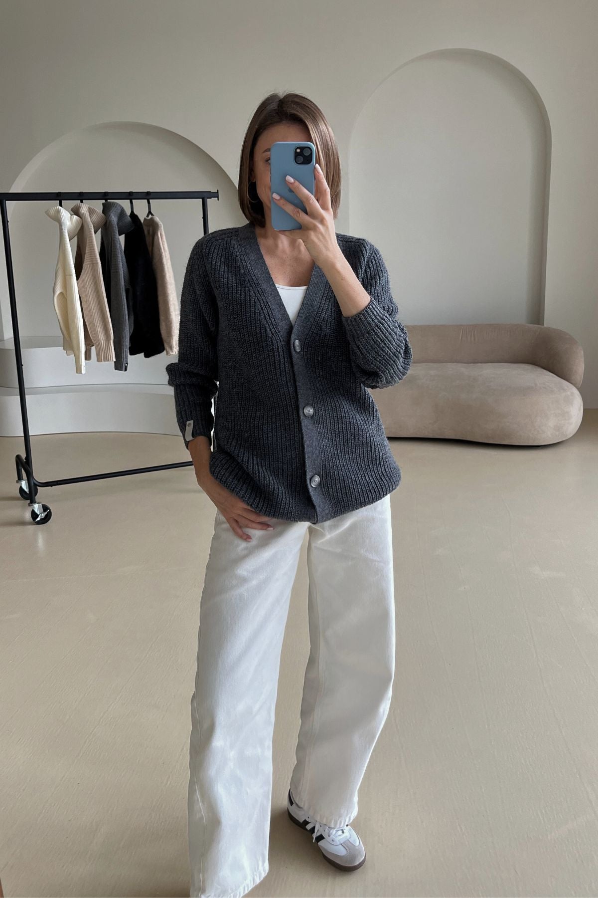 'Eliza' dark grey cardigan