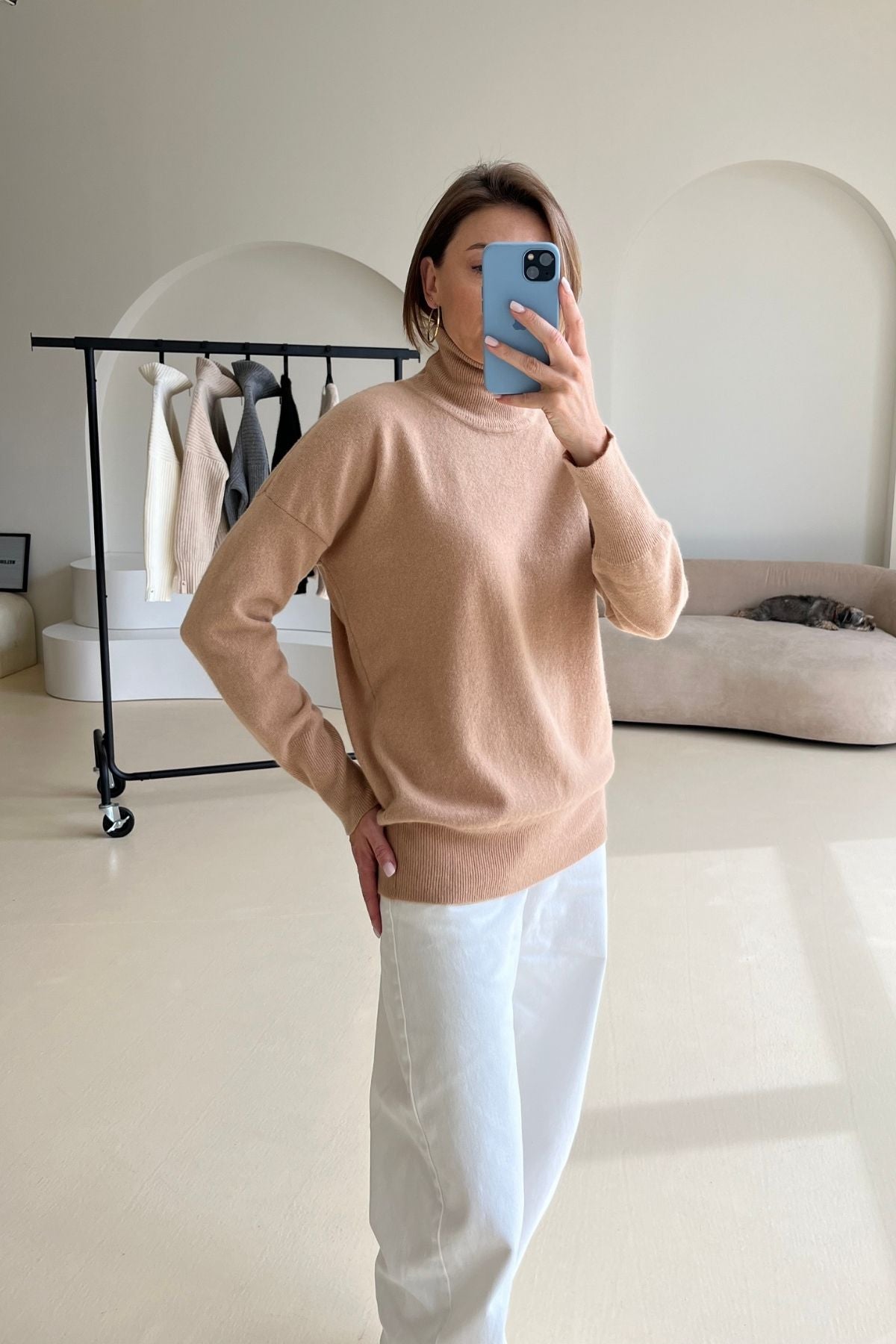 'Gabi' nude turtleneck sweater
