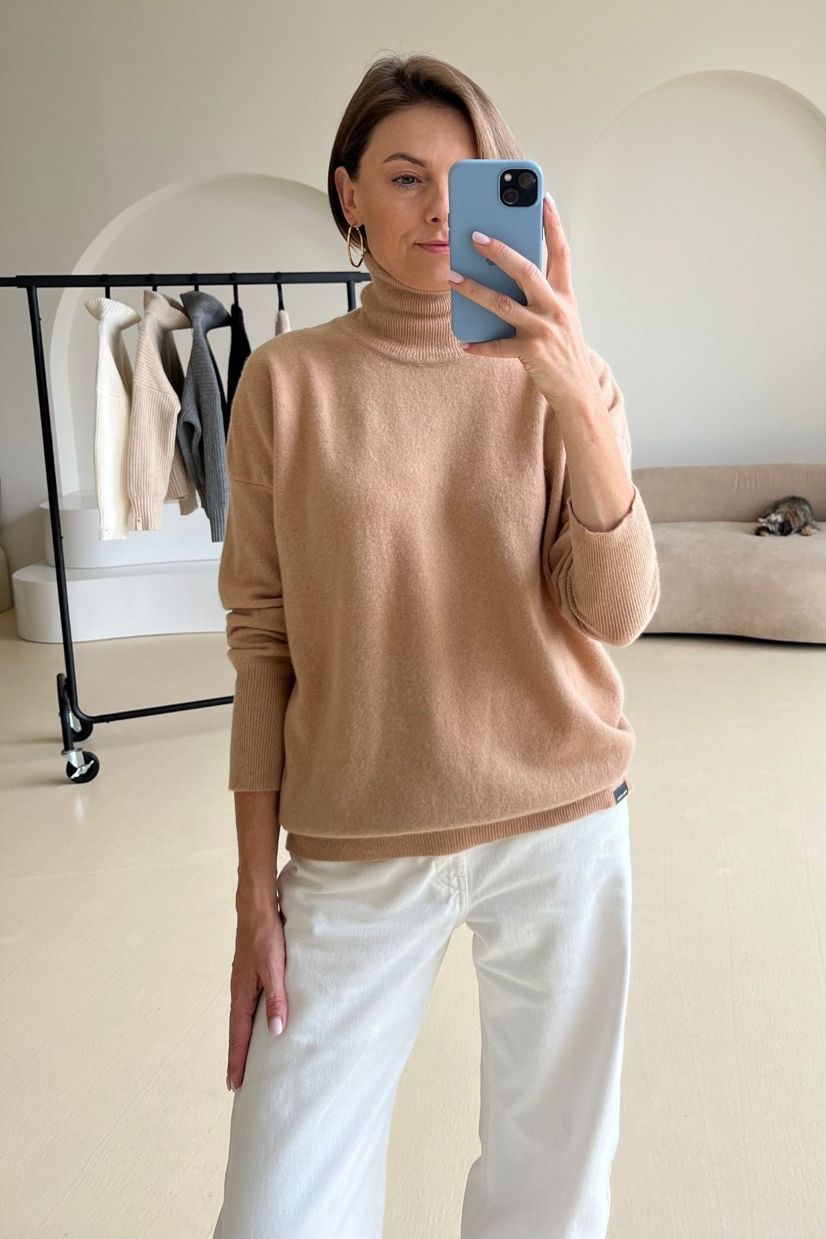 'Gabi' nude turtleneck sweater
