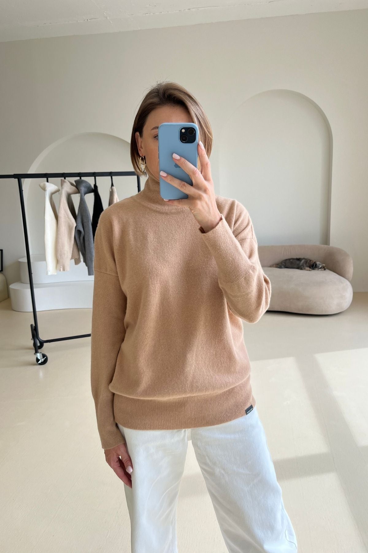 'Gabi' nude turtleneck sweater