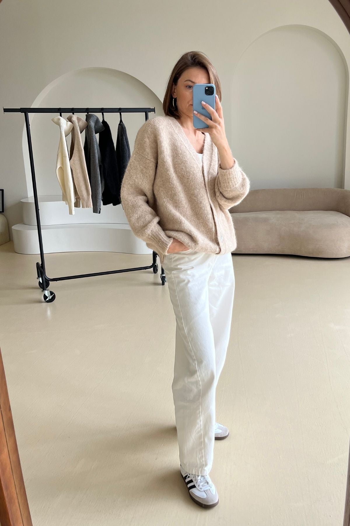 'Laure' light sand boucle cardigan