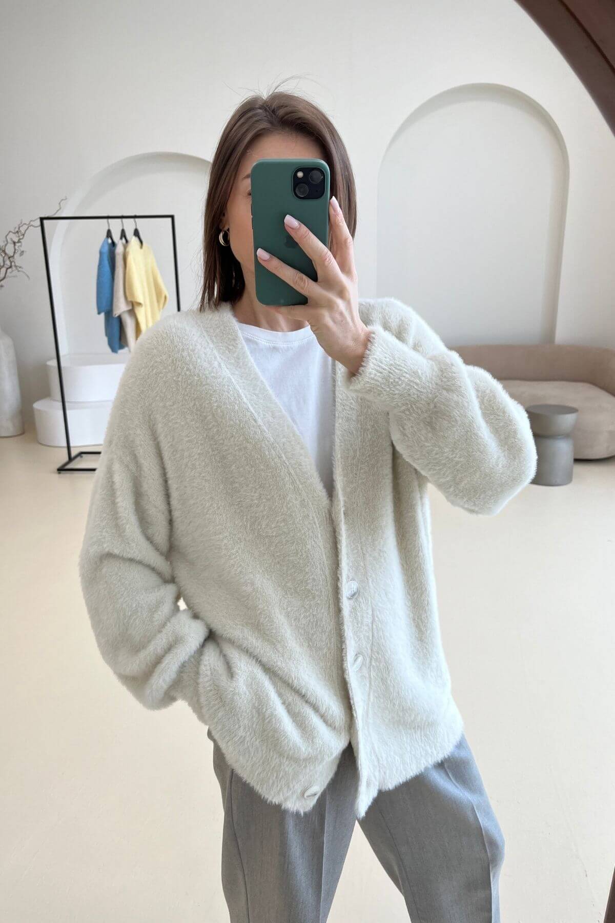 Milk white cardigan sample