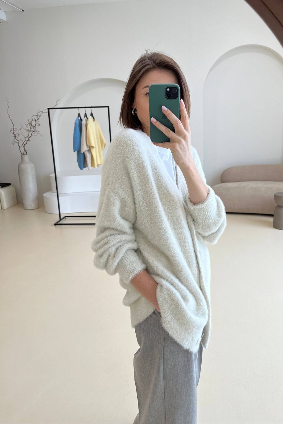 Milk white cardigan sample