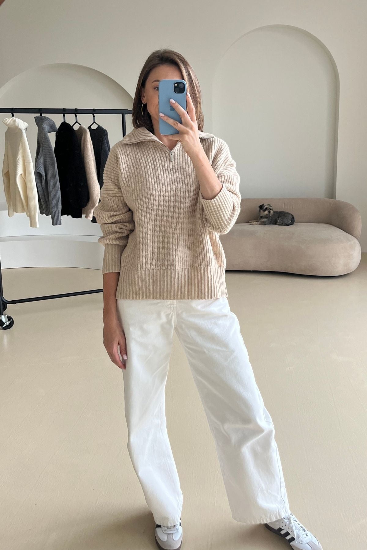 'Monique' light sand sweater